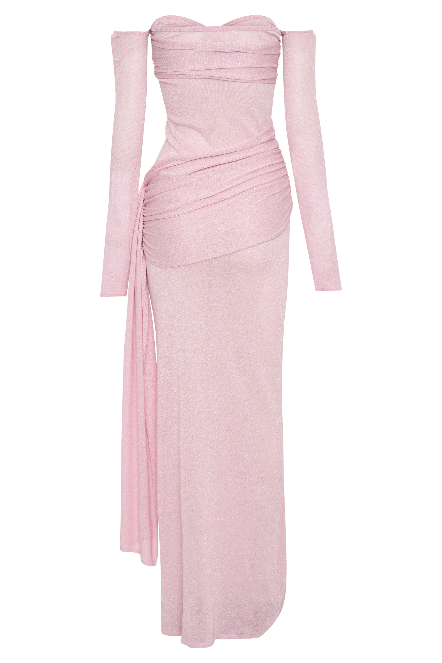 Ingrid Metallic Knit Maxi Dress - Baby Pink