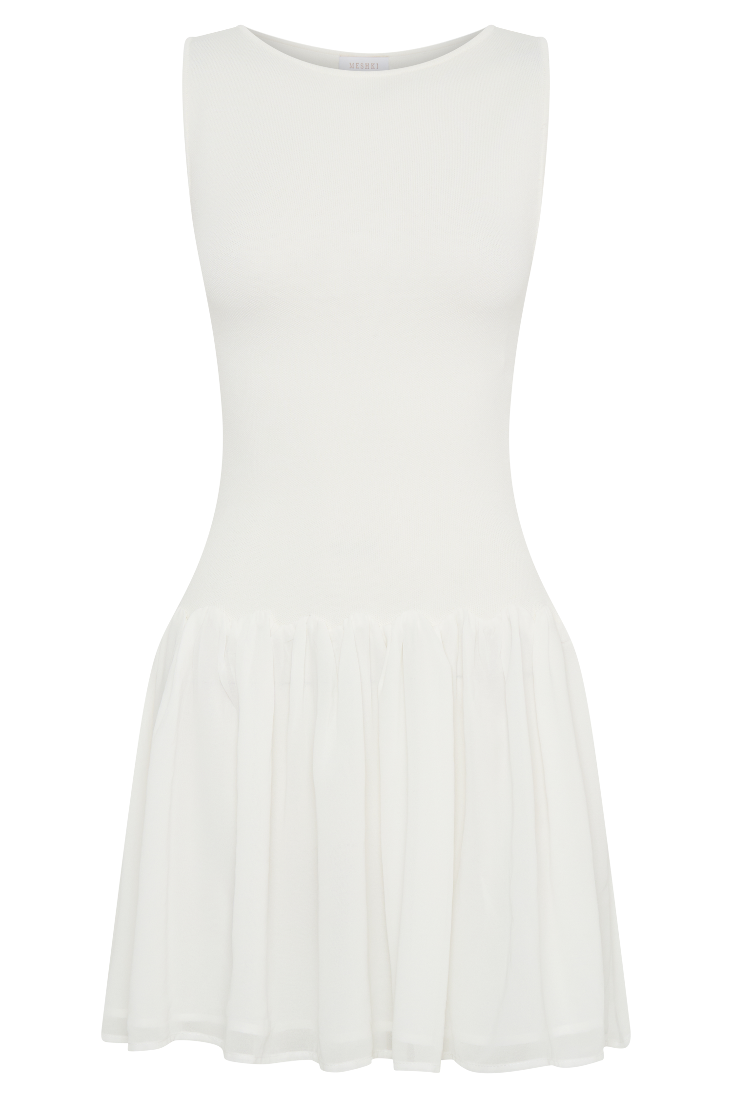 Ashleigh Knit And Chiffon Mini Dress - Ivory