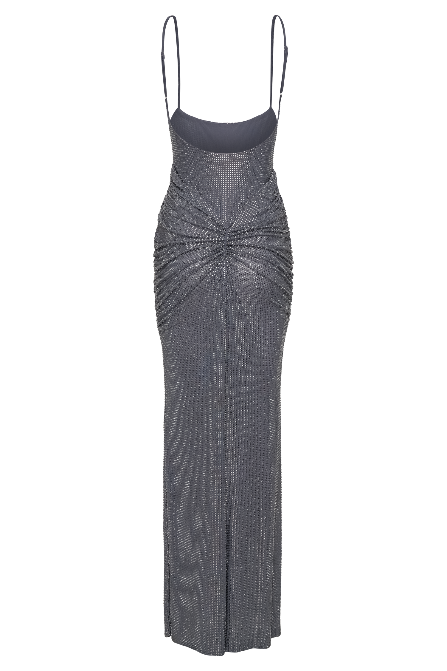 Roisin Diamante Satin Maxi Dress - Gunmetal