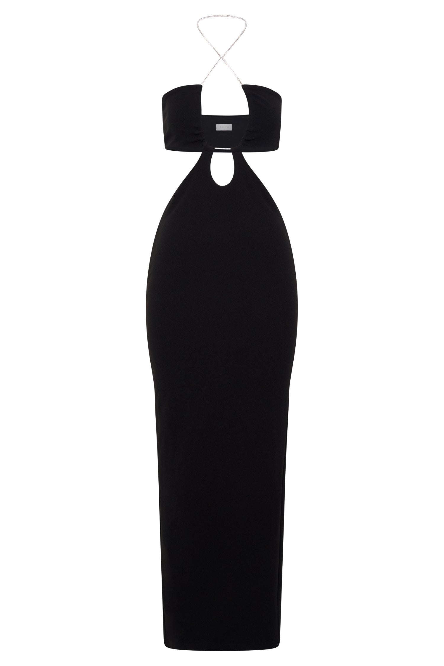 Jessa Diamante Rope Cut Out Midi Dress - Black