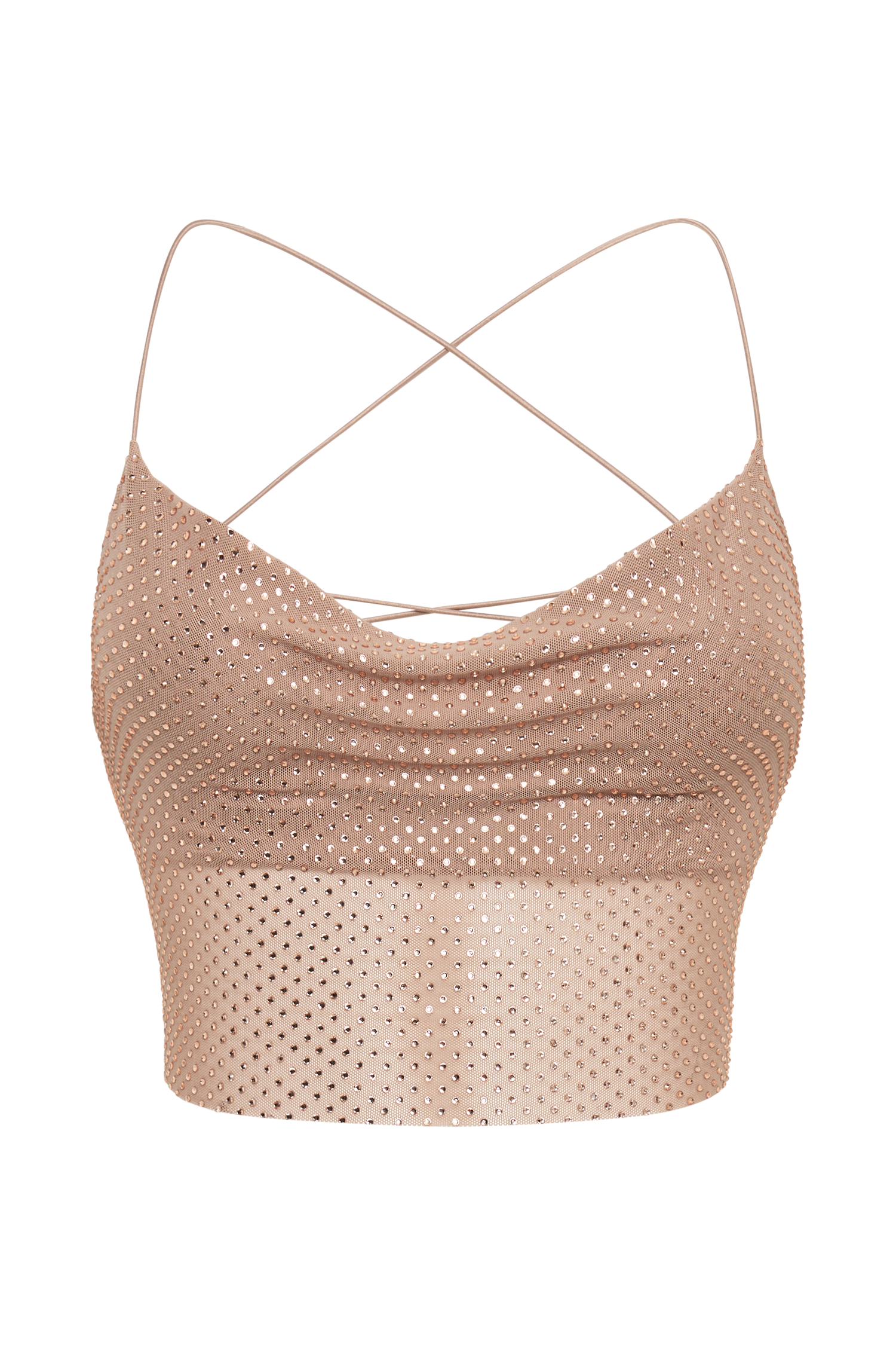 Tamra Strappy Diamante Top - Nude