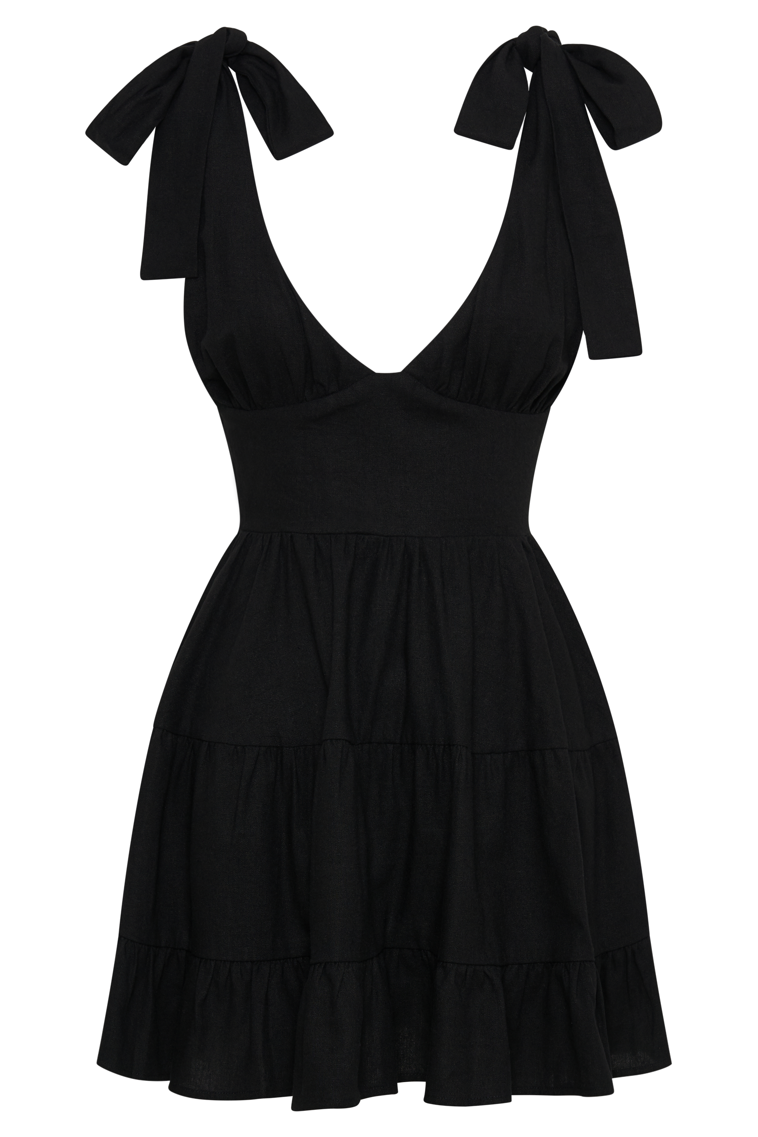 Aurelia Linen Mini Dress - Black
