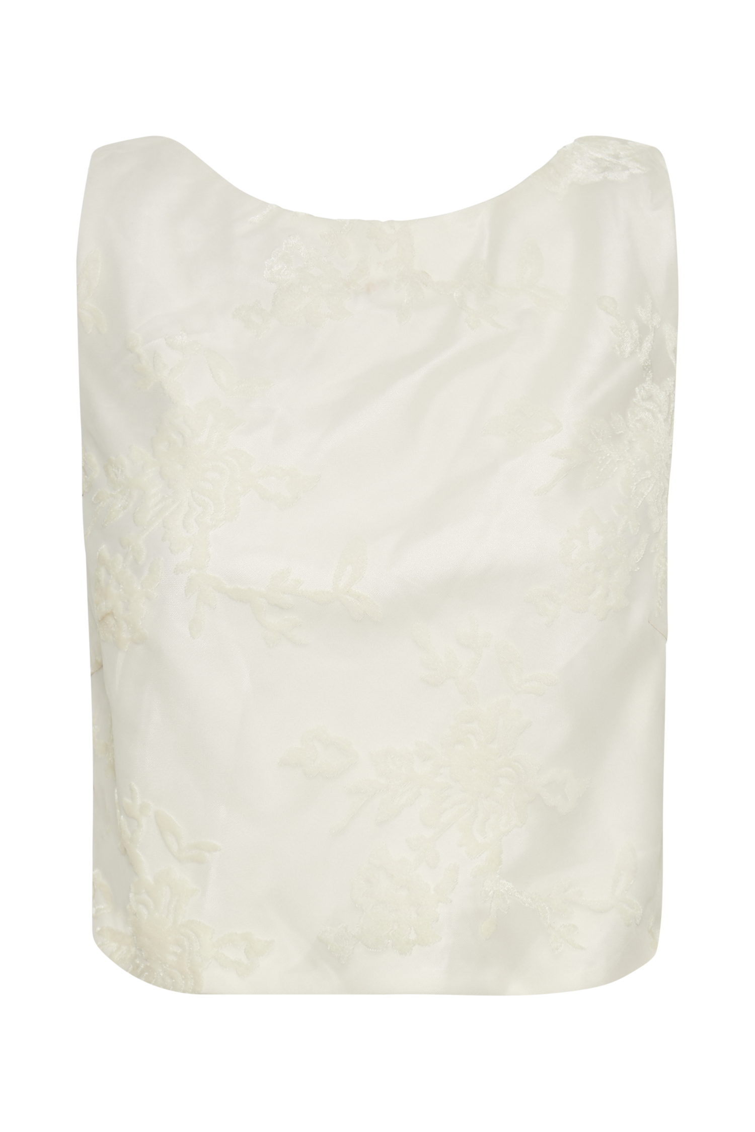 Mona Burnout Velvet Cowl Back Top - White