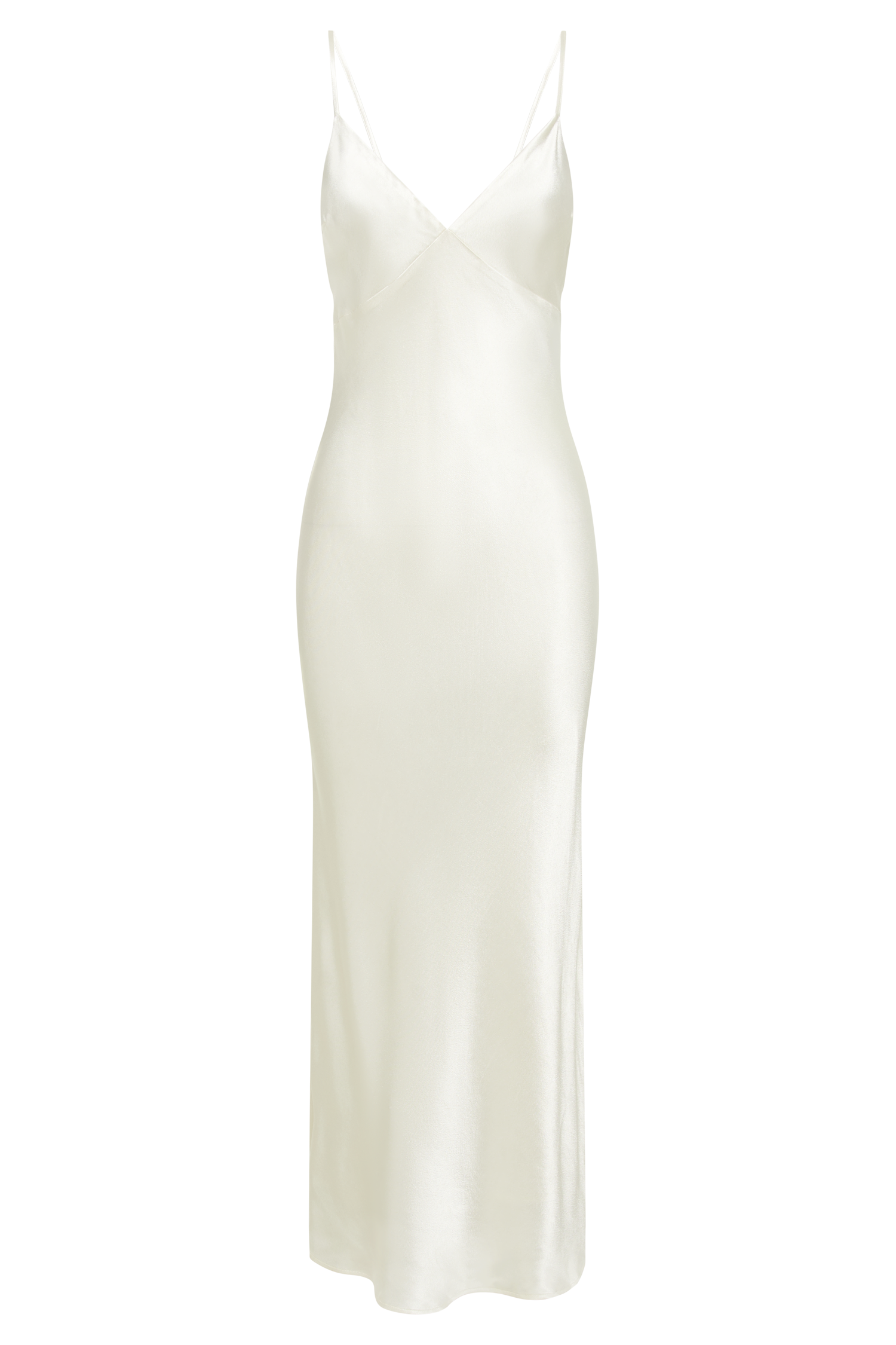 Kiko Satin Chiffon Midi Dress - Ivory