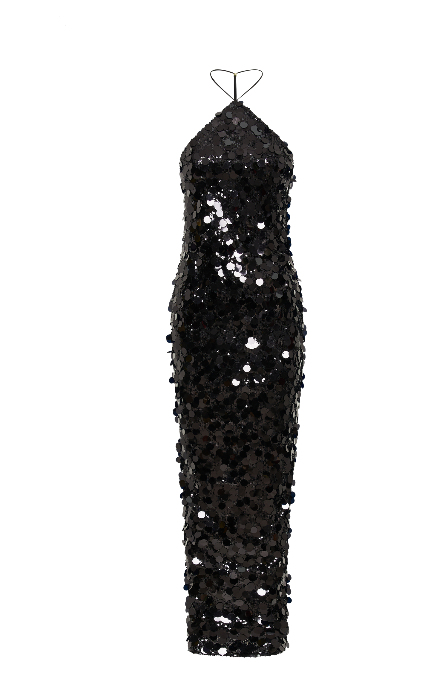 April Sequin Halter Maxi Dress - Black