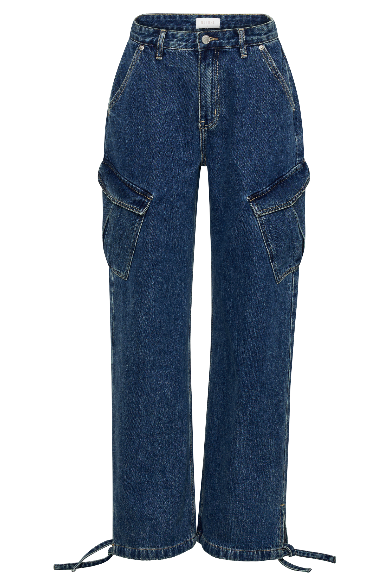 Thelma Relaxed Denim Cargo Pants - Dark Blue
