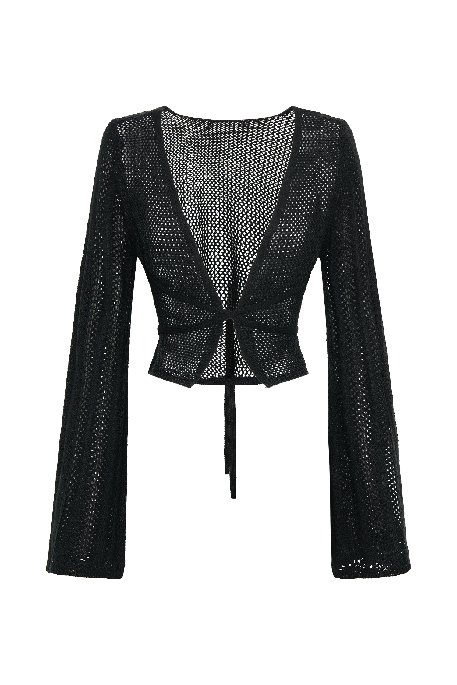 Debra Mixed Yarn Top - Black