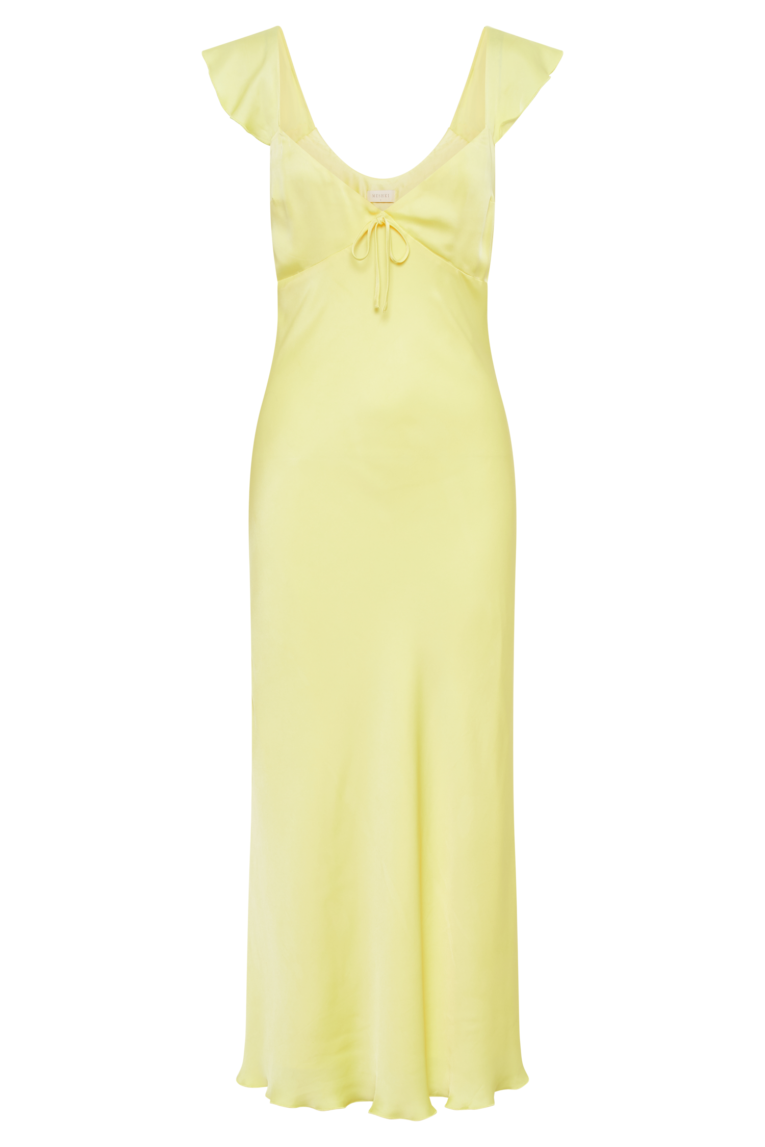 Chantal Short Sleeve Satin Midi Dress - Yellow
