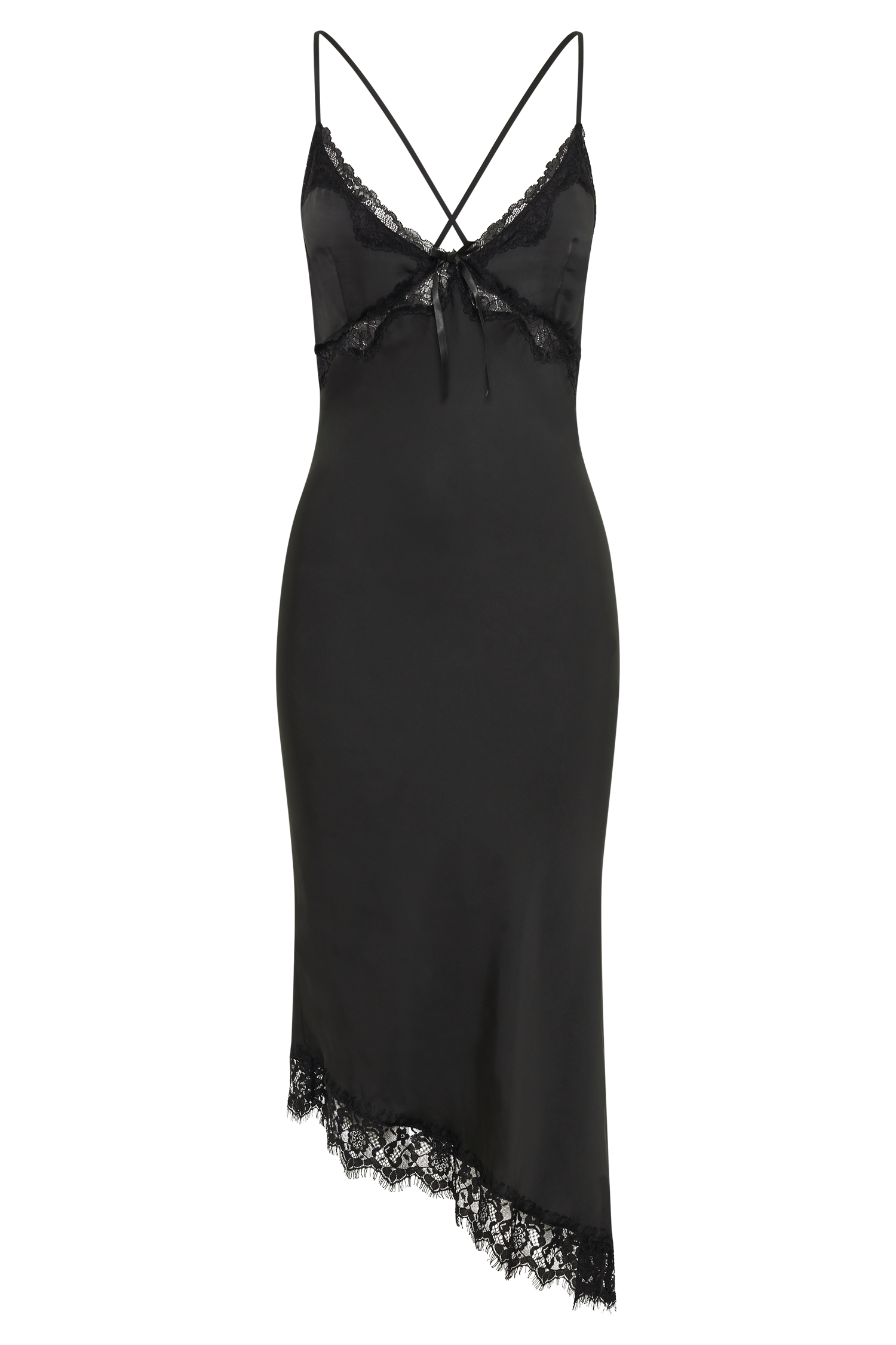 Crawford Satin Midi Dress - Black