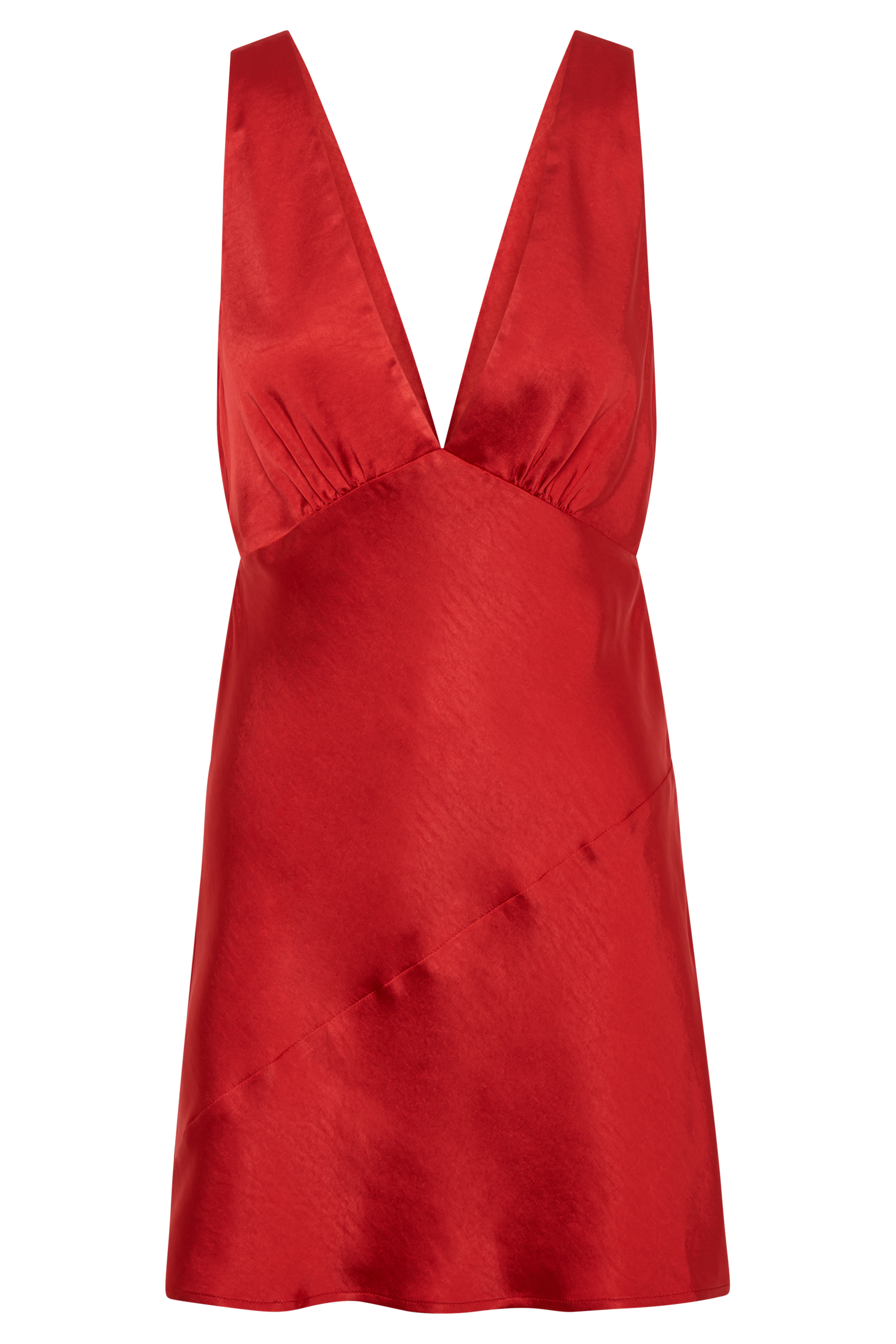 Nadia Satin Mini Dress With Cowl Back - Red