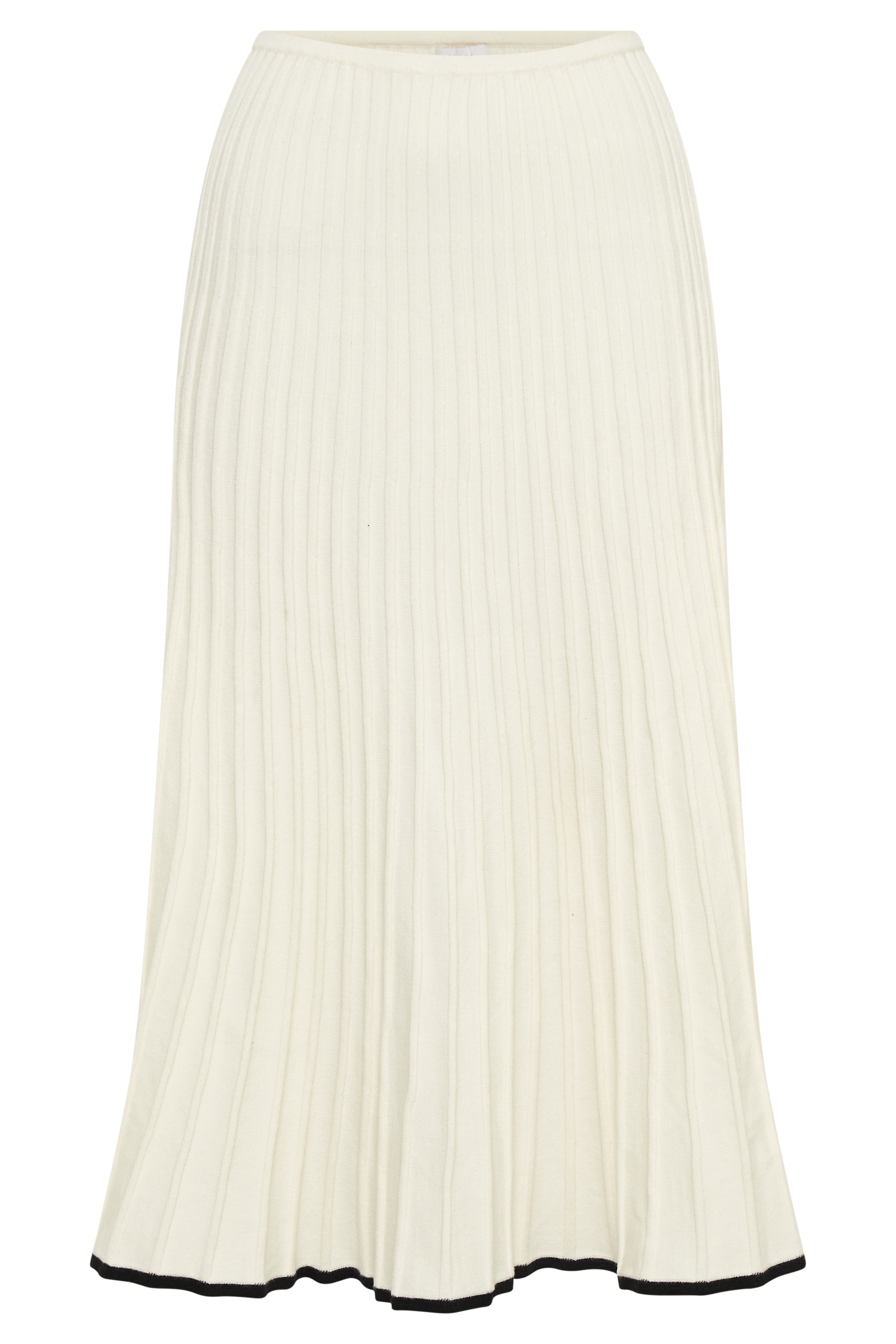 Jolene Contrast Rib Knit Midi Skirt - White