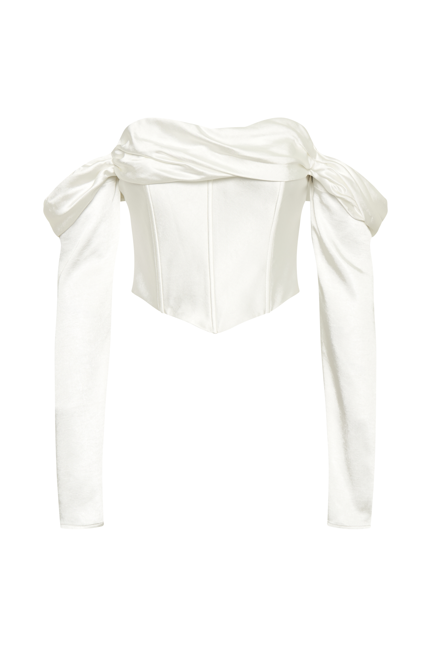 Giselle Satin Off Shoulder Top - White