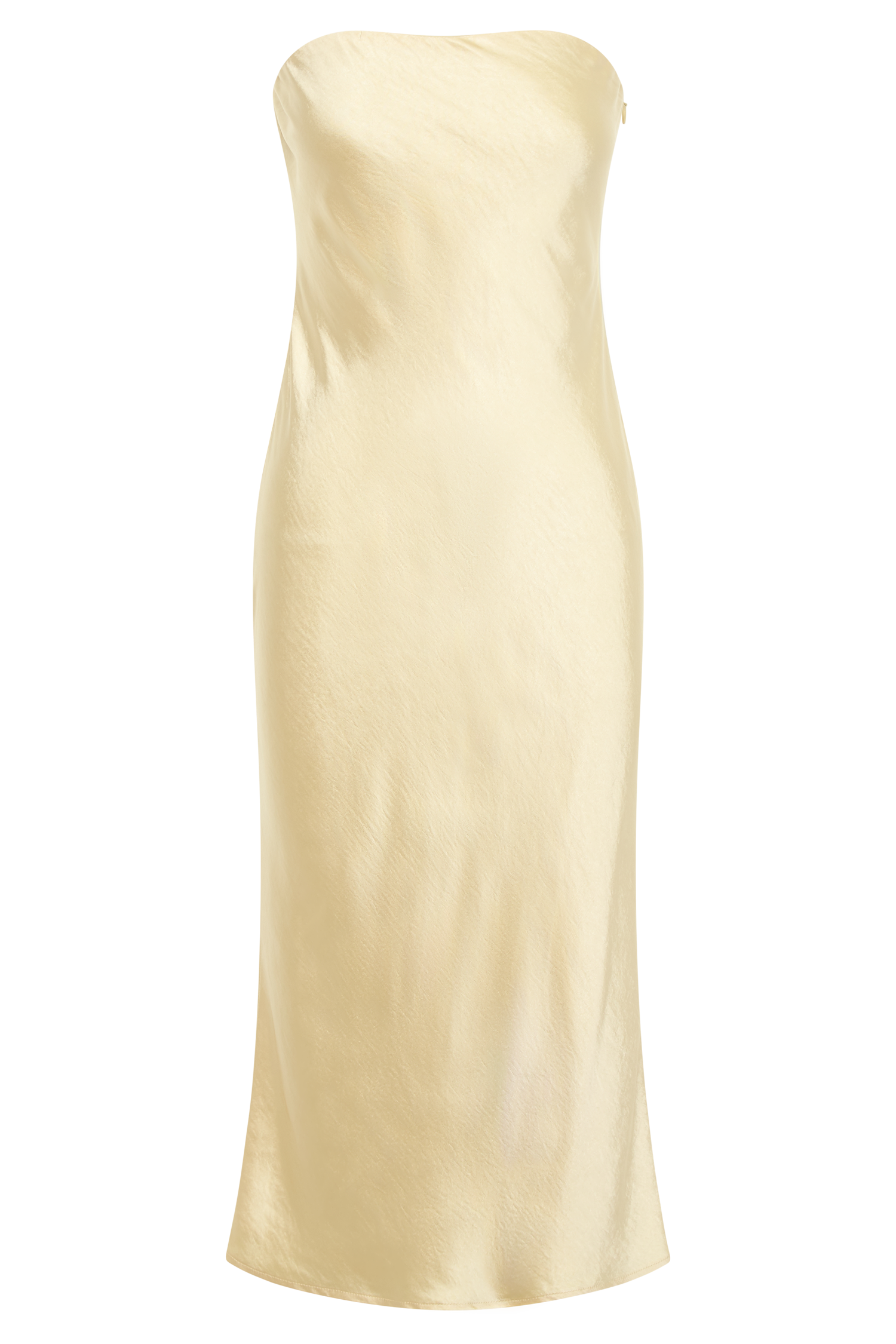 Tyler Strapless Satin Midi Dress - Butter