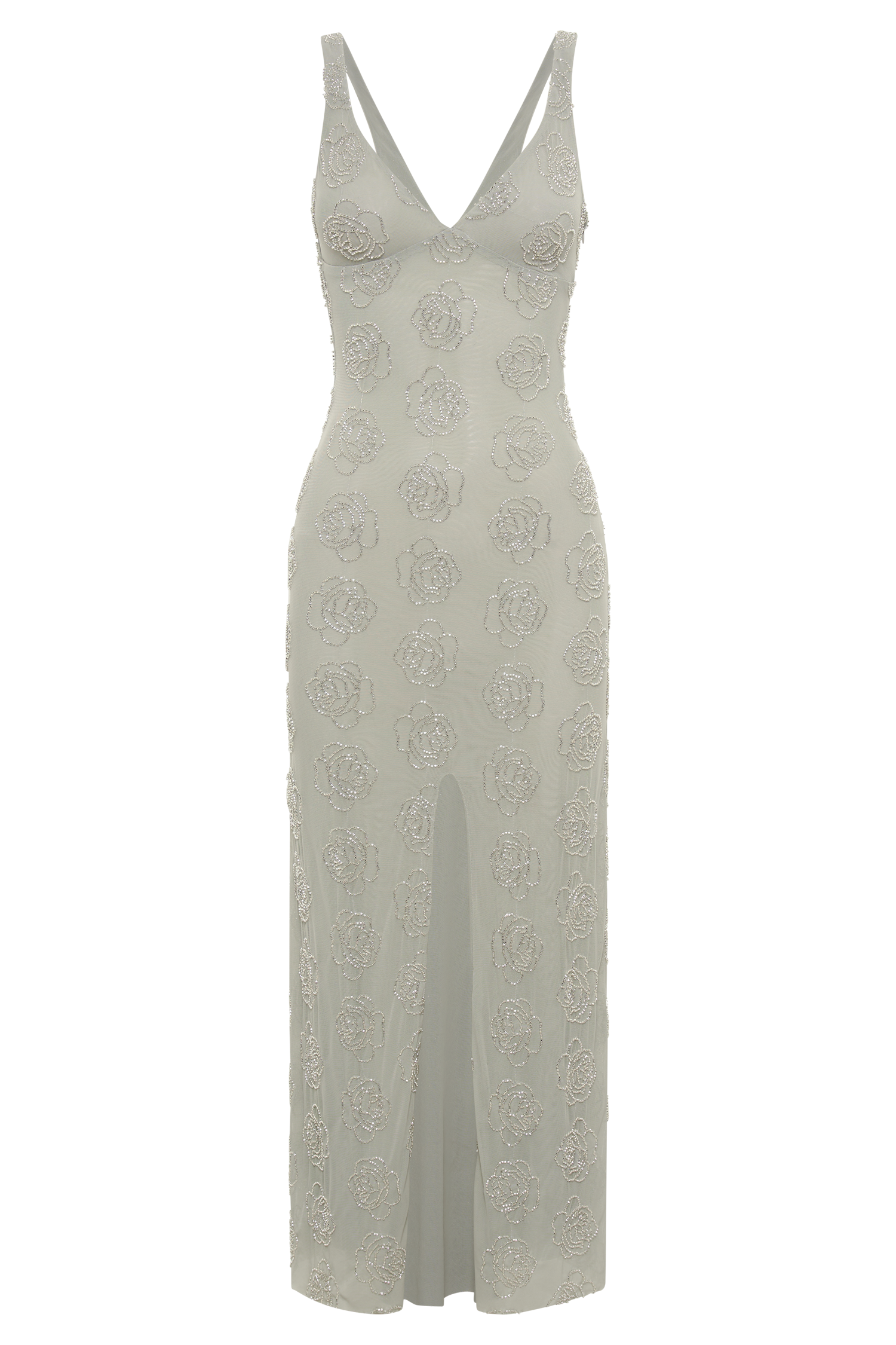 Nylah Rose Beaded Maxi Dress - Silver