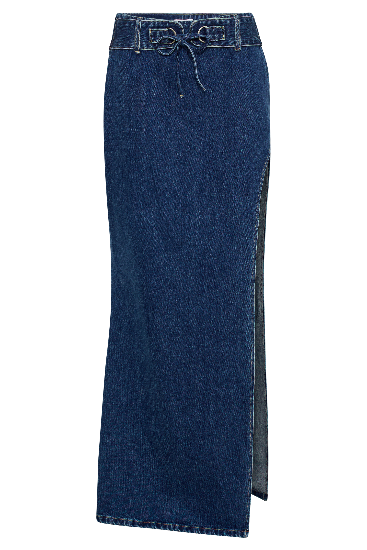 Ramsey Denim Maxi Skirt With Split - Dark Blue