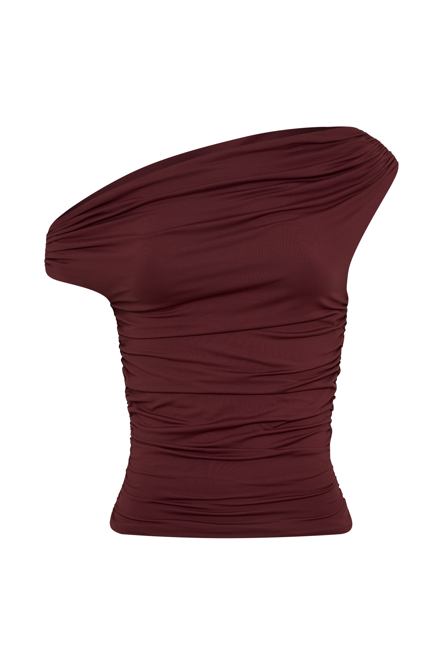 Alayna Recycled Nylon Ruched Top - Wine