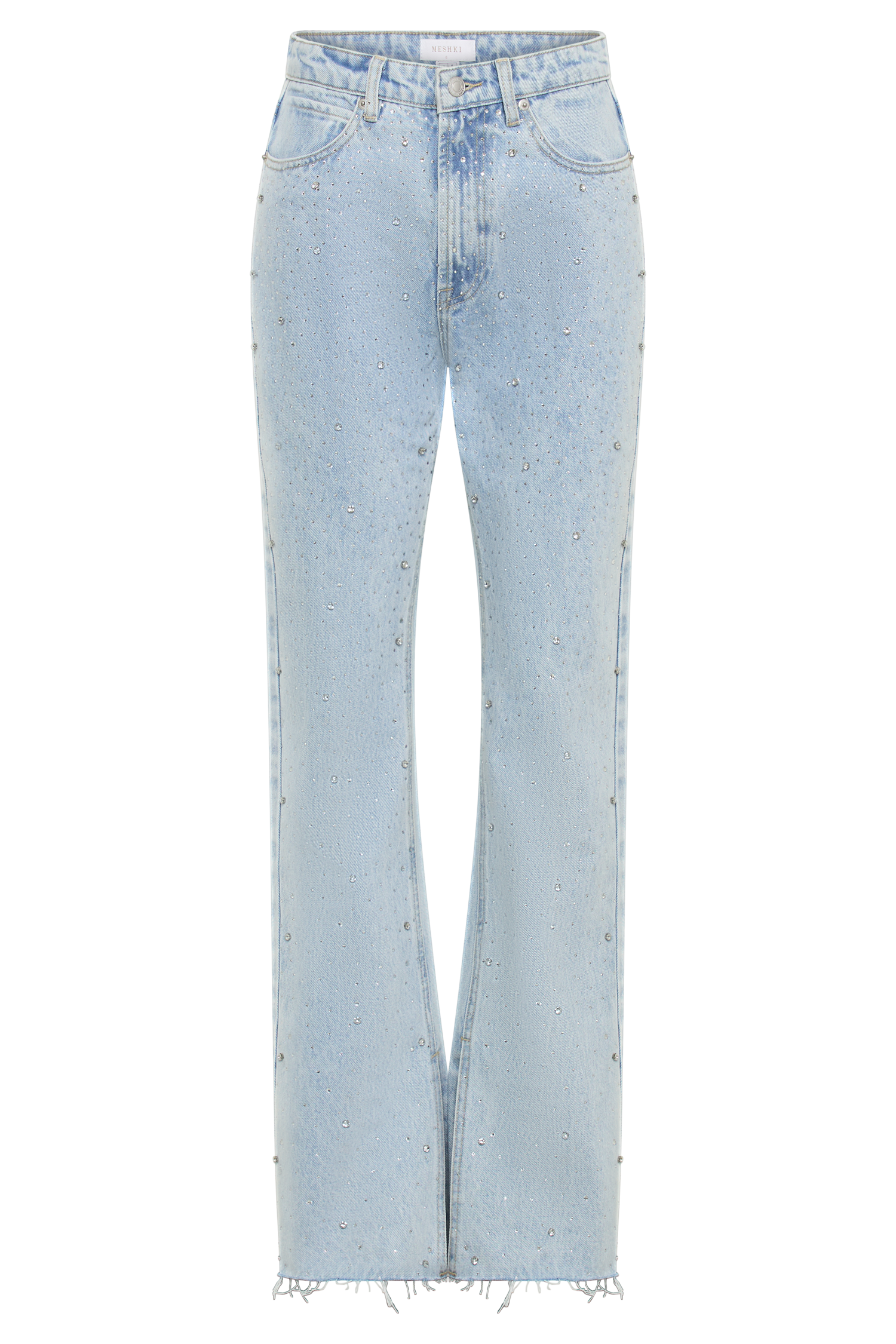 Lauren Embellished Straight Leg Jeans - Light Blue