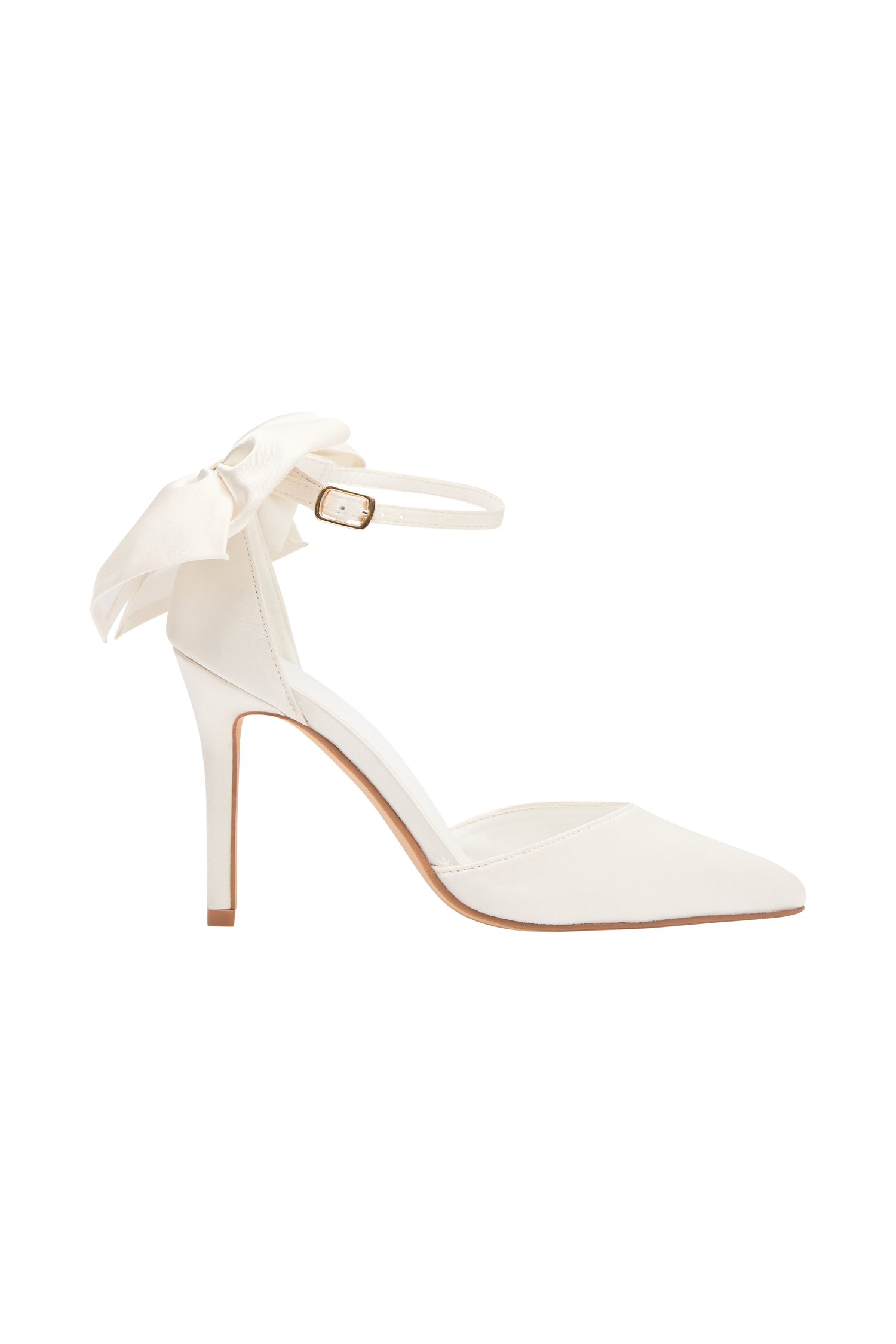 Charmed Satin Bow Heel - White