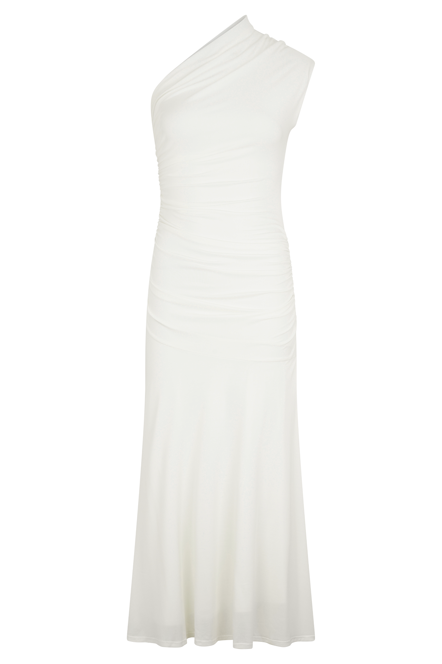 Chloe Peached Jersey One Shoulder Midi Dress - Ivory