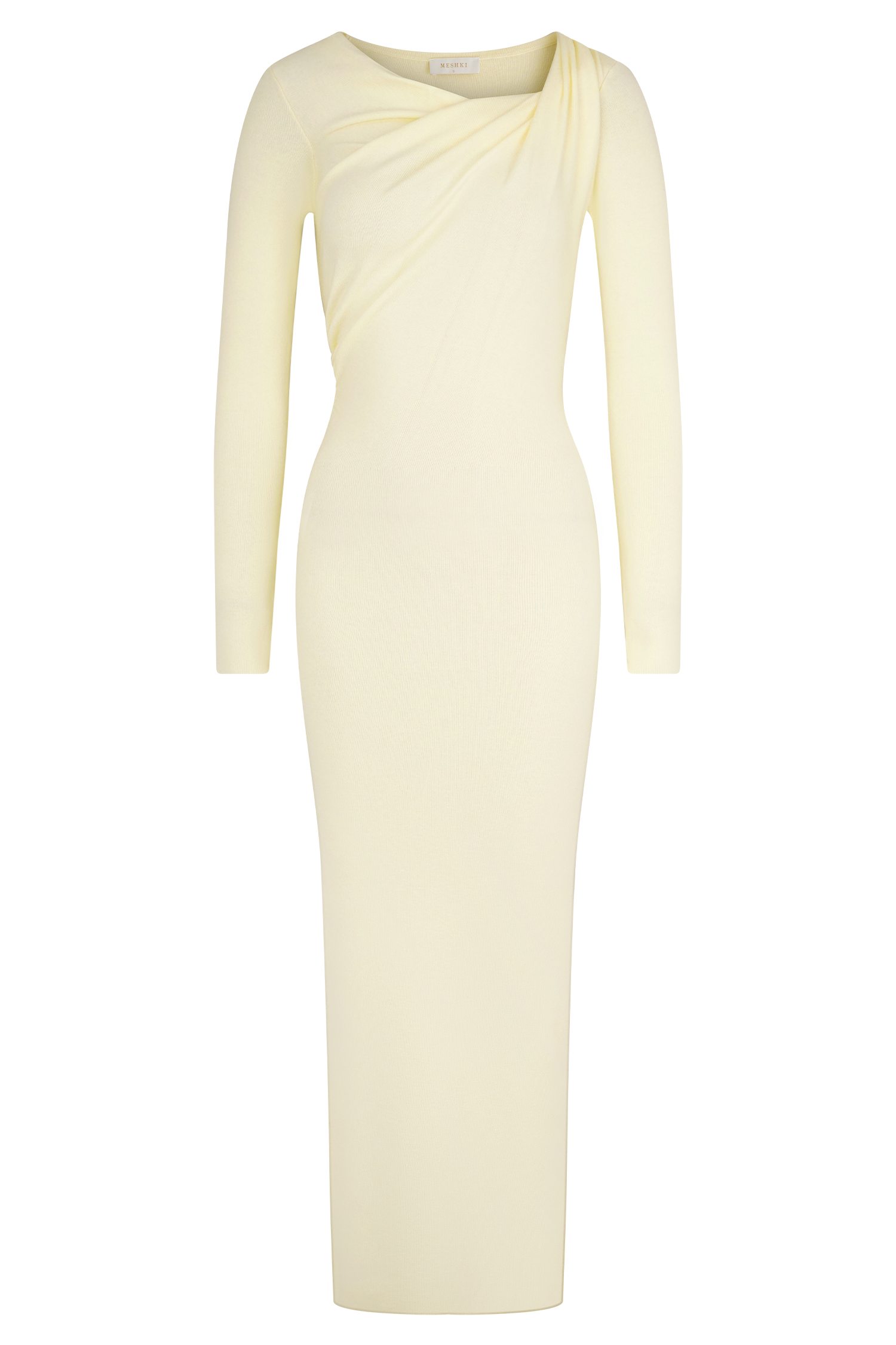 Culver Draped Twist Knit Midi Dress - Cream