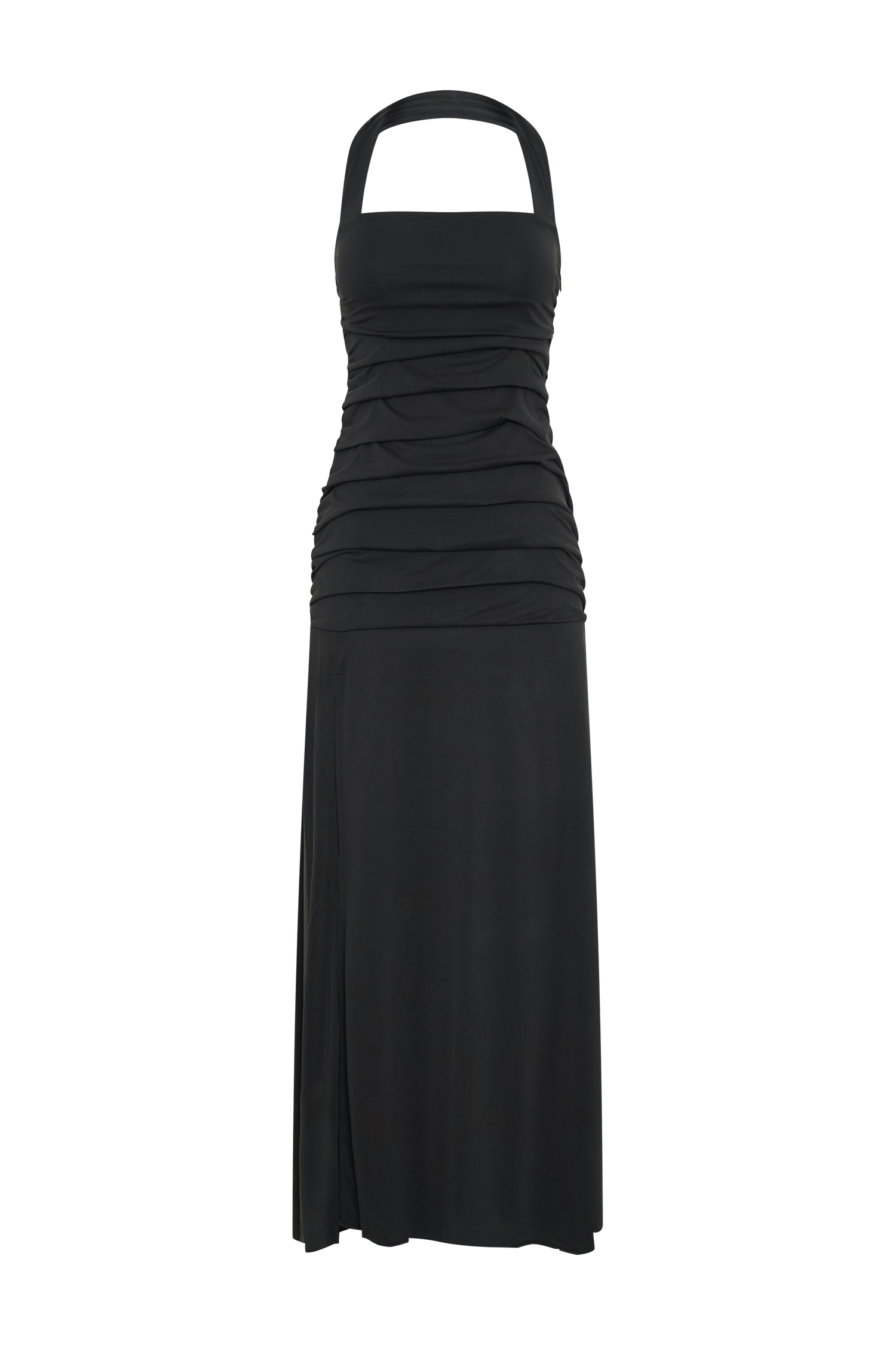 Bentley Peached Jersey Halter Maxi Dress - Black