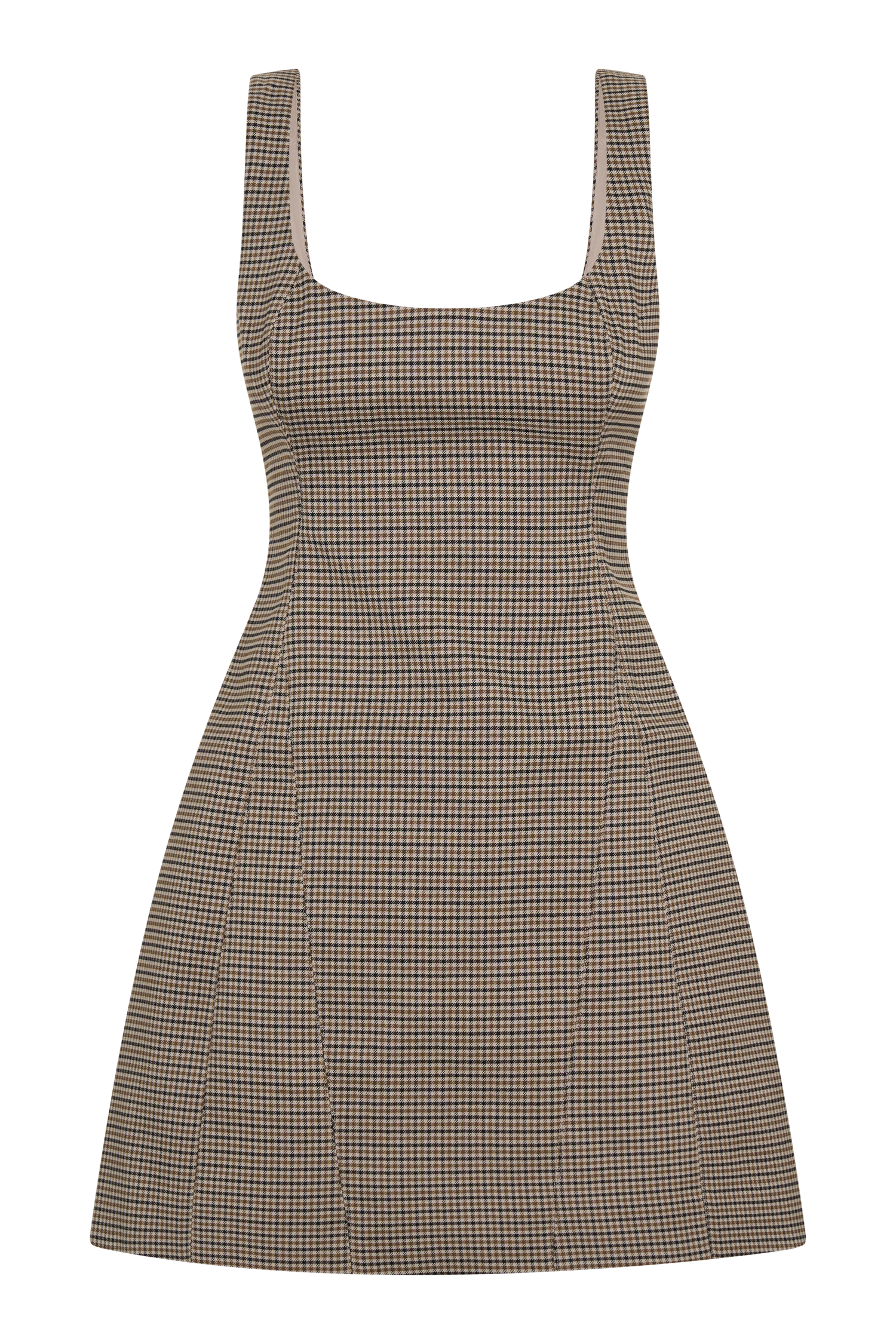 Beth Mini Dress - Tan Check