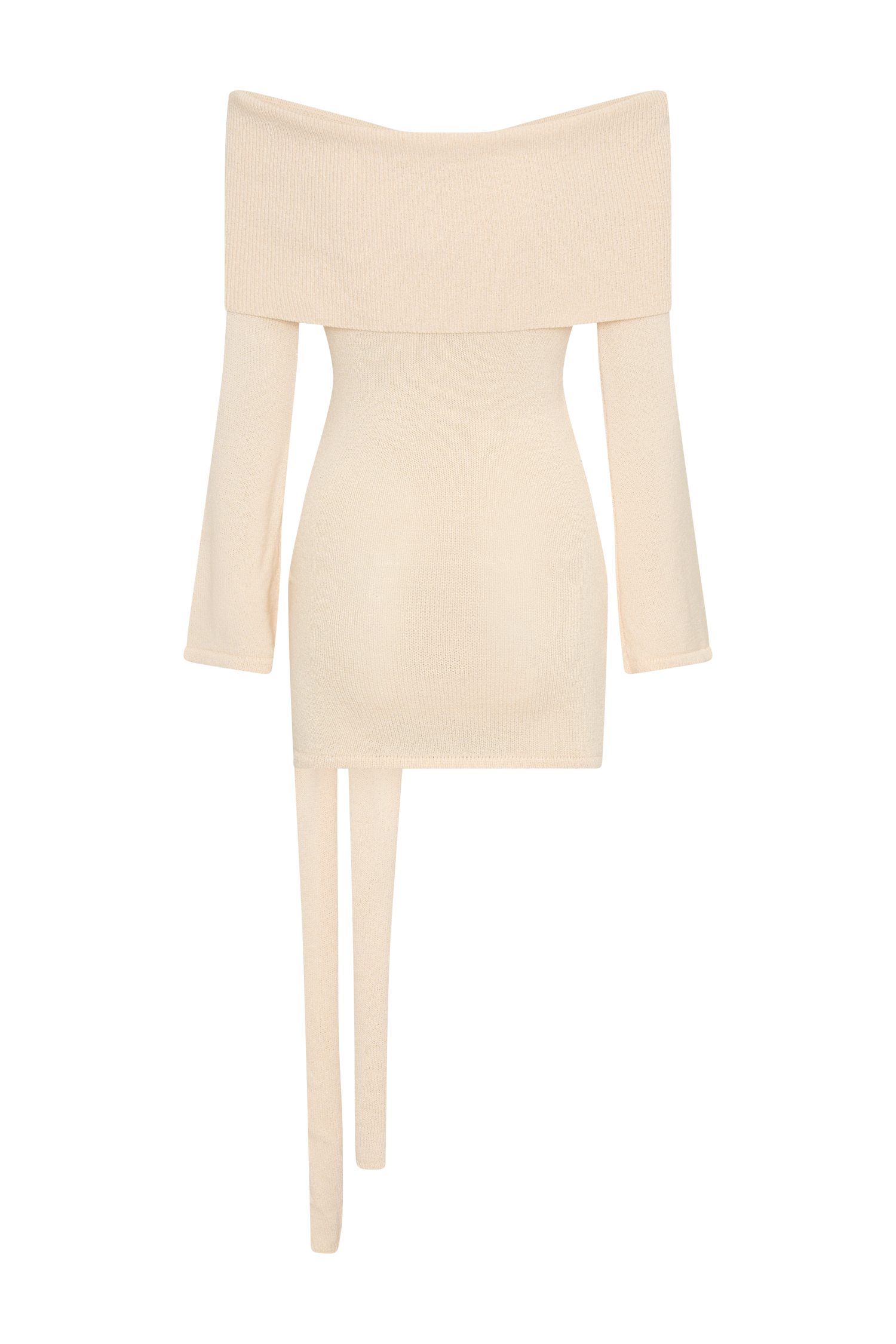 Camryn Off Shoulder Tie Knit Mini Dress - Cream Marle