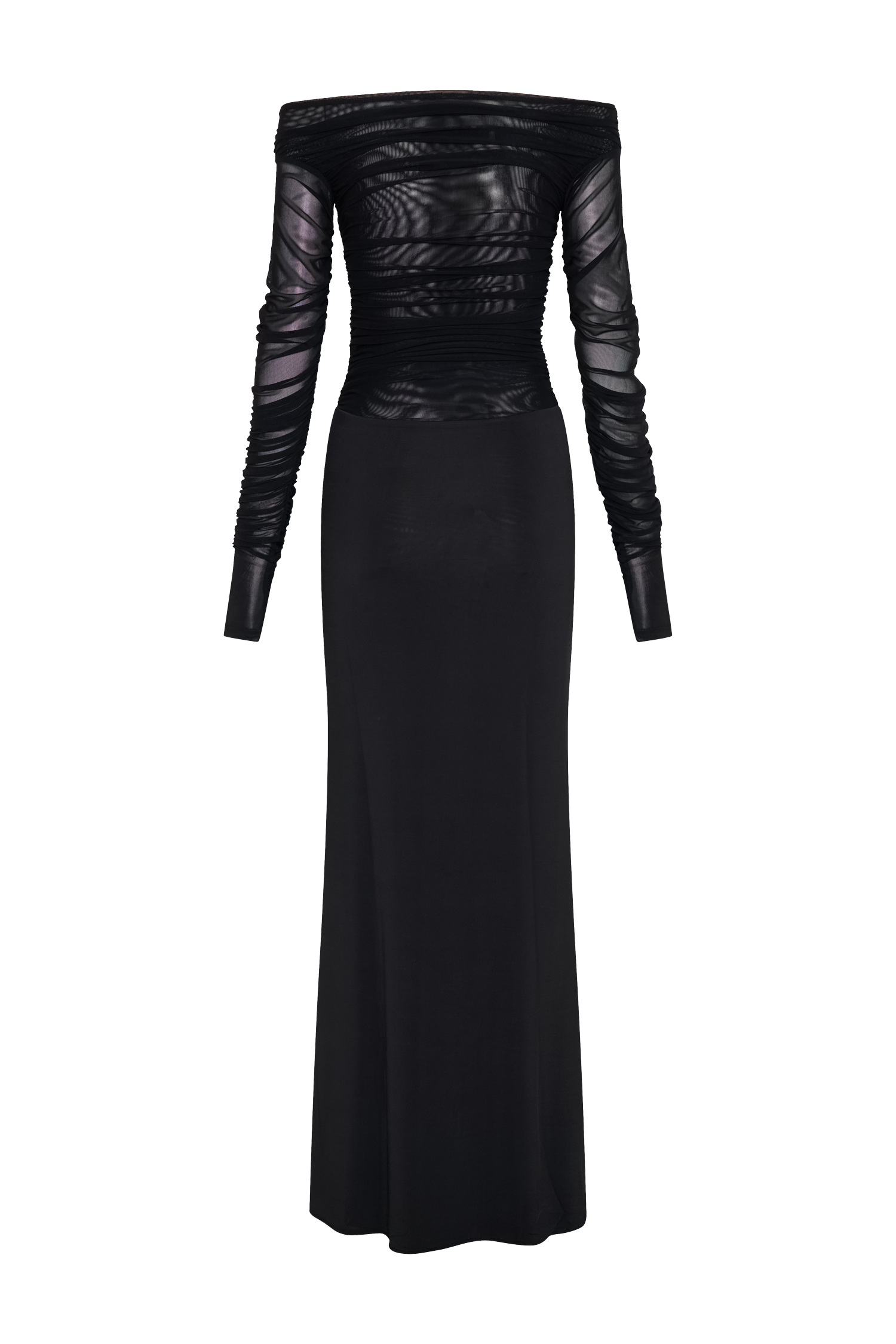 Darla Mesh And Slinky Off Shoulder Maxi Dress - Black