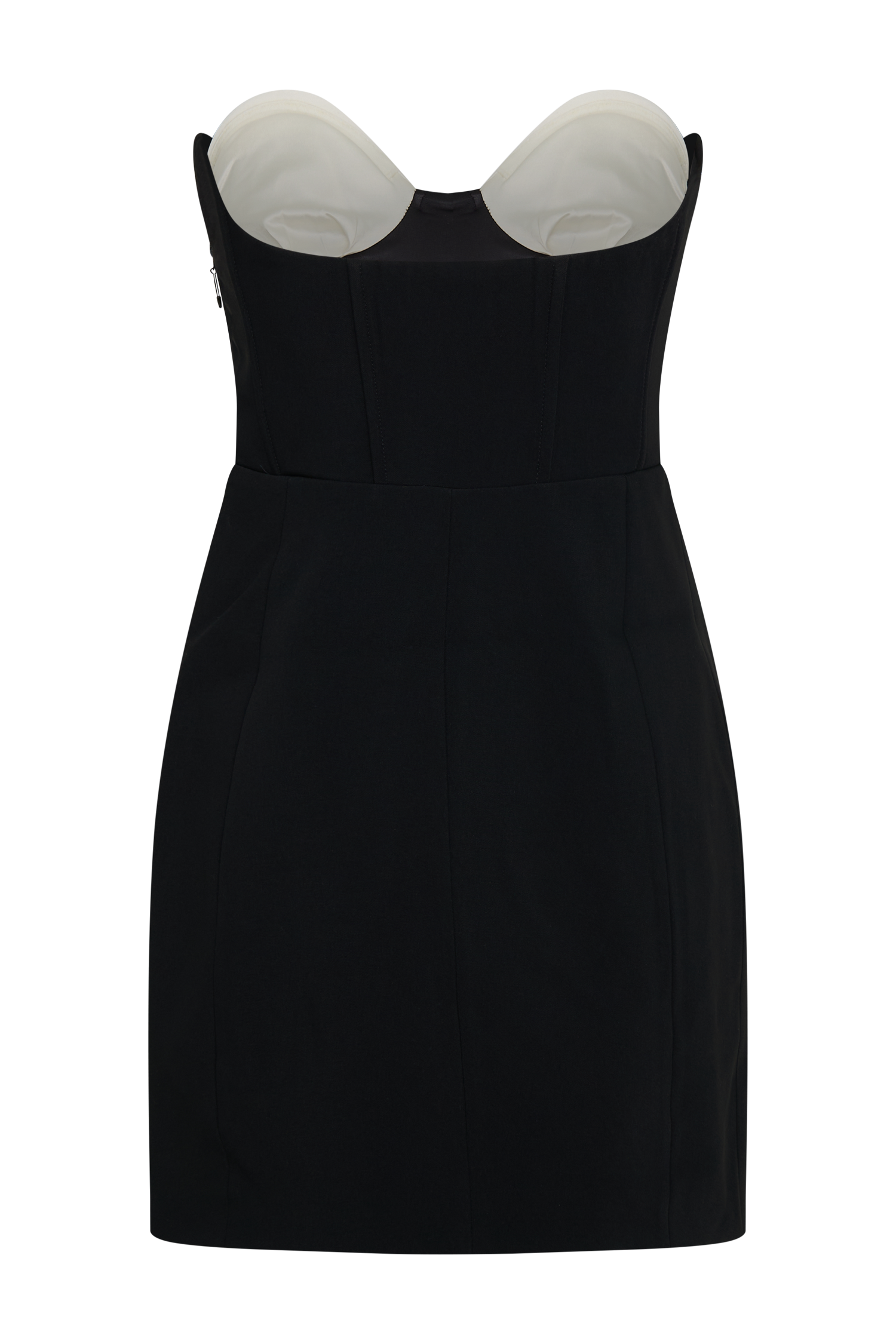 Deana Contrast Suiting Strapless Mini Dress - Black
