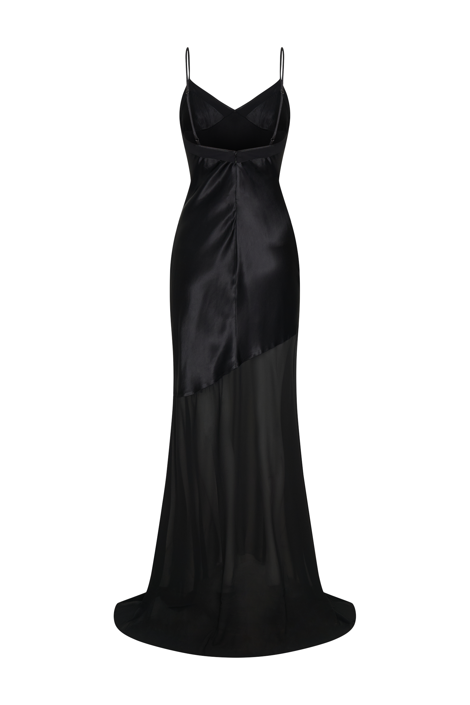 Evelyn Iridescent Satin Maxi Dress - Black