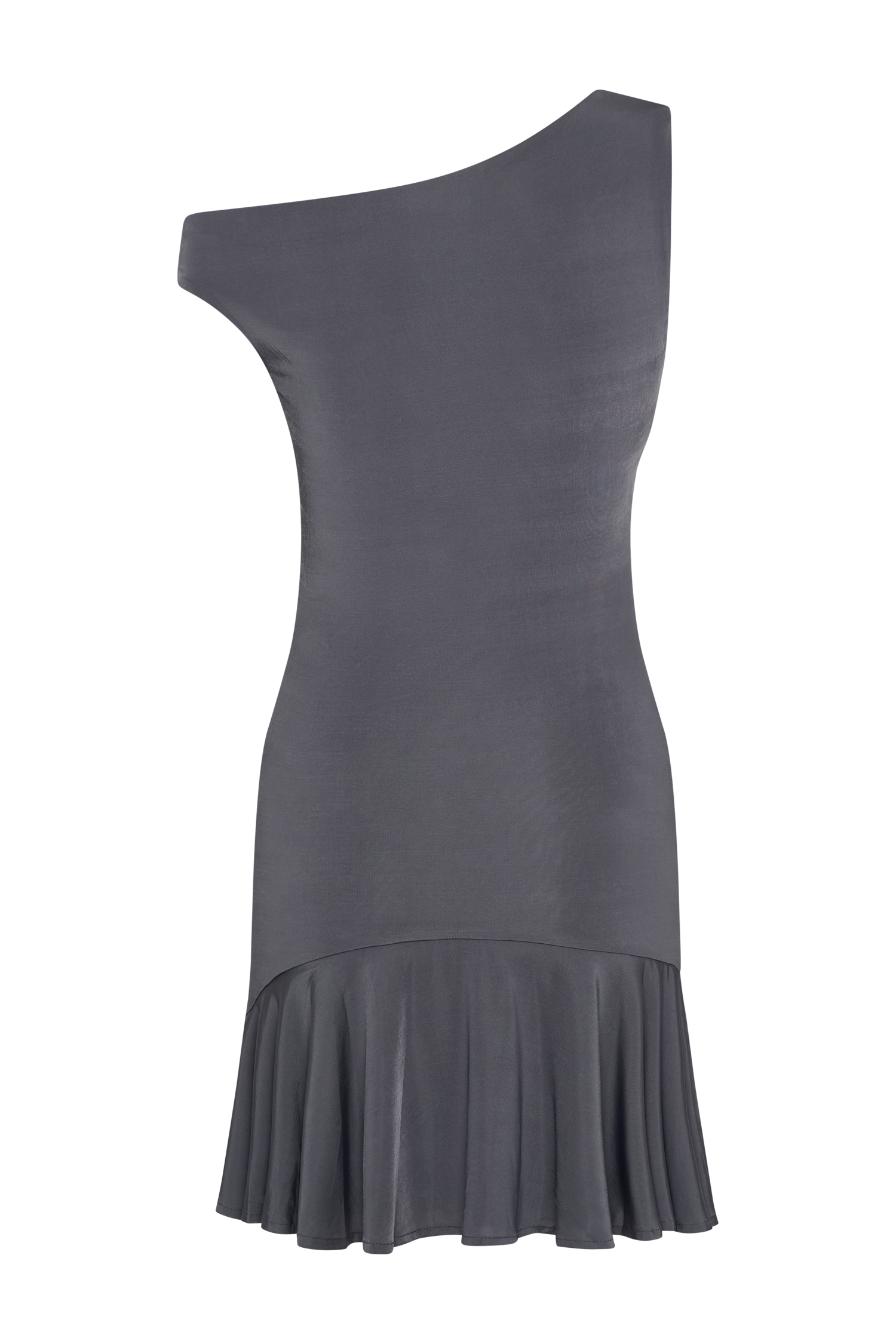 Irving Off Shoulder Slinky Mini Dress - Dark Charcoal