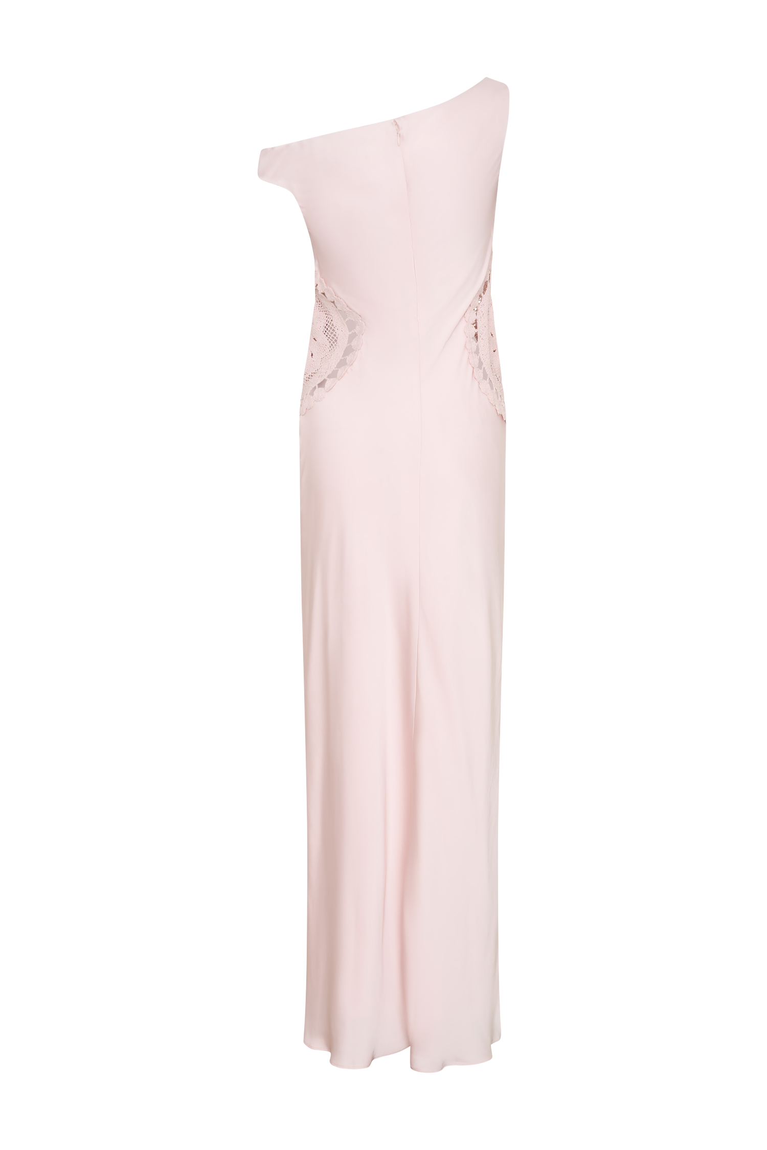 Kristina Satin Maxi Dress With Crochet - Pale Pink