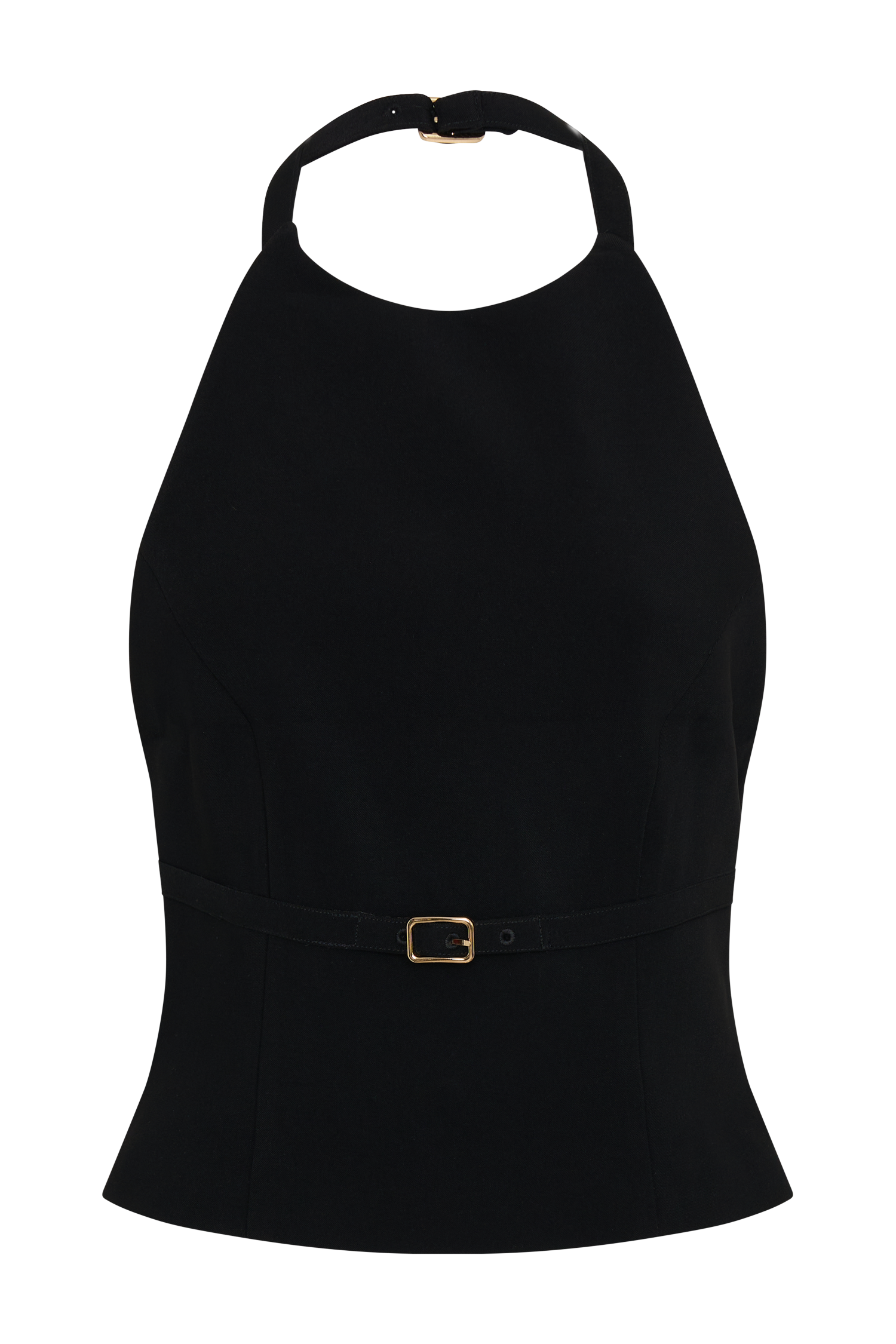 Letitia Suiting Halter Top With Buckle - Black