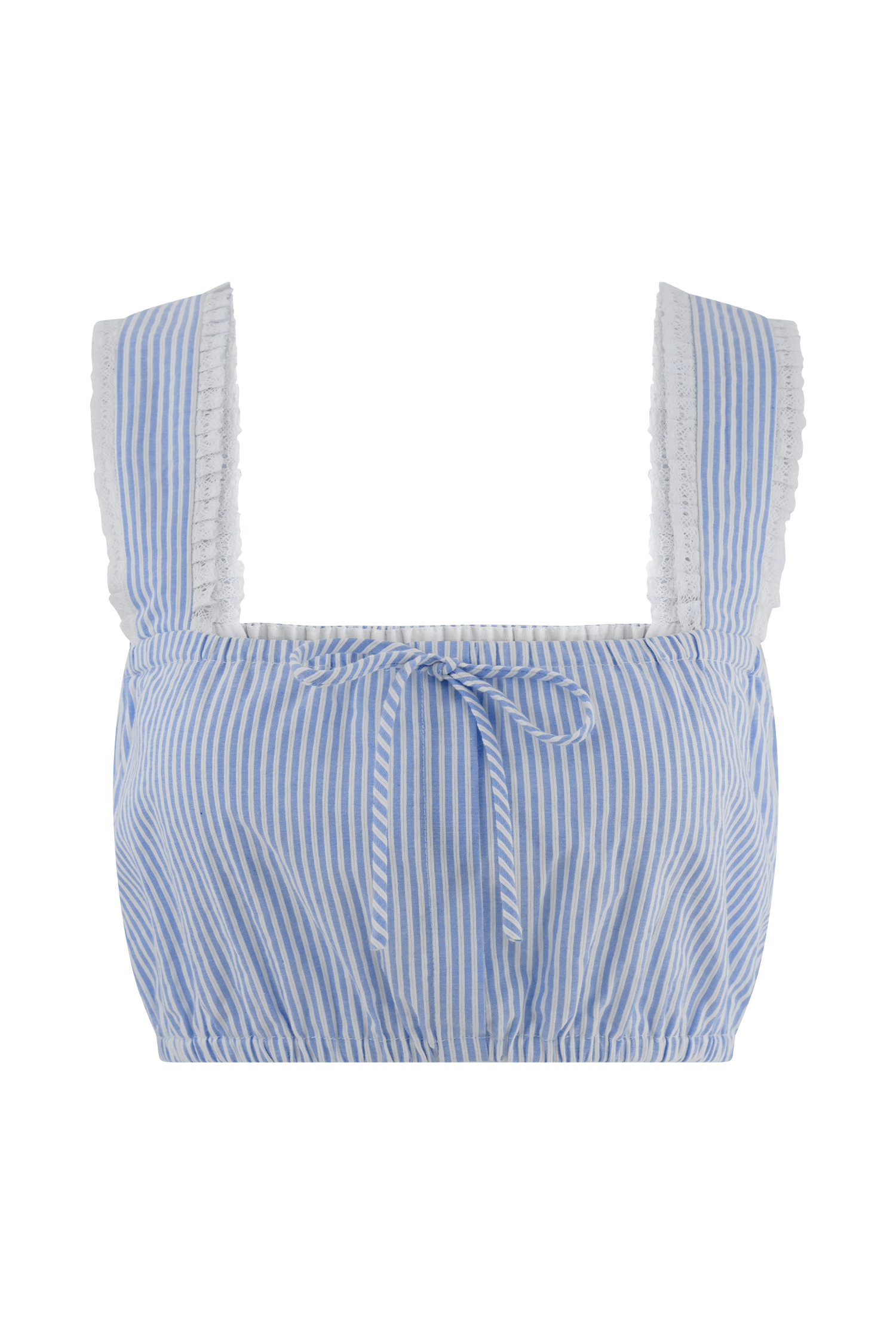 Gretel Sleeveless Crop Top - Blue Pinstripe