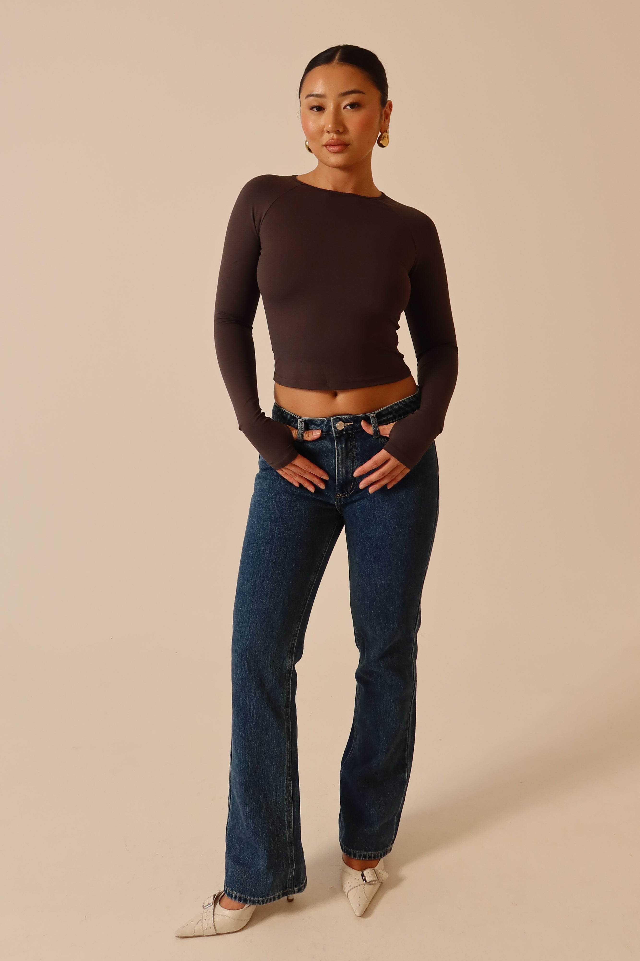 Stephy Low Rise Straight Leg Denim Jean - Dark Blue