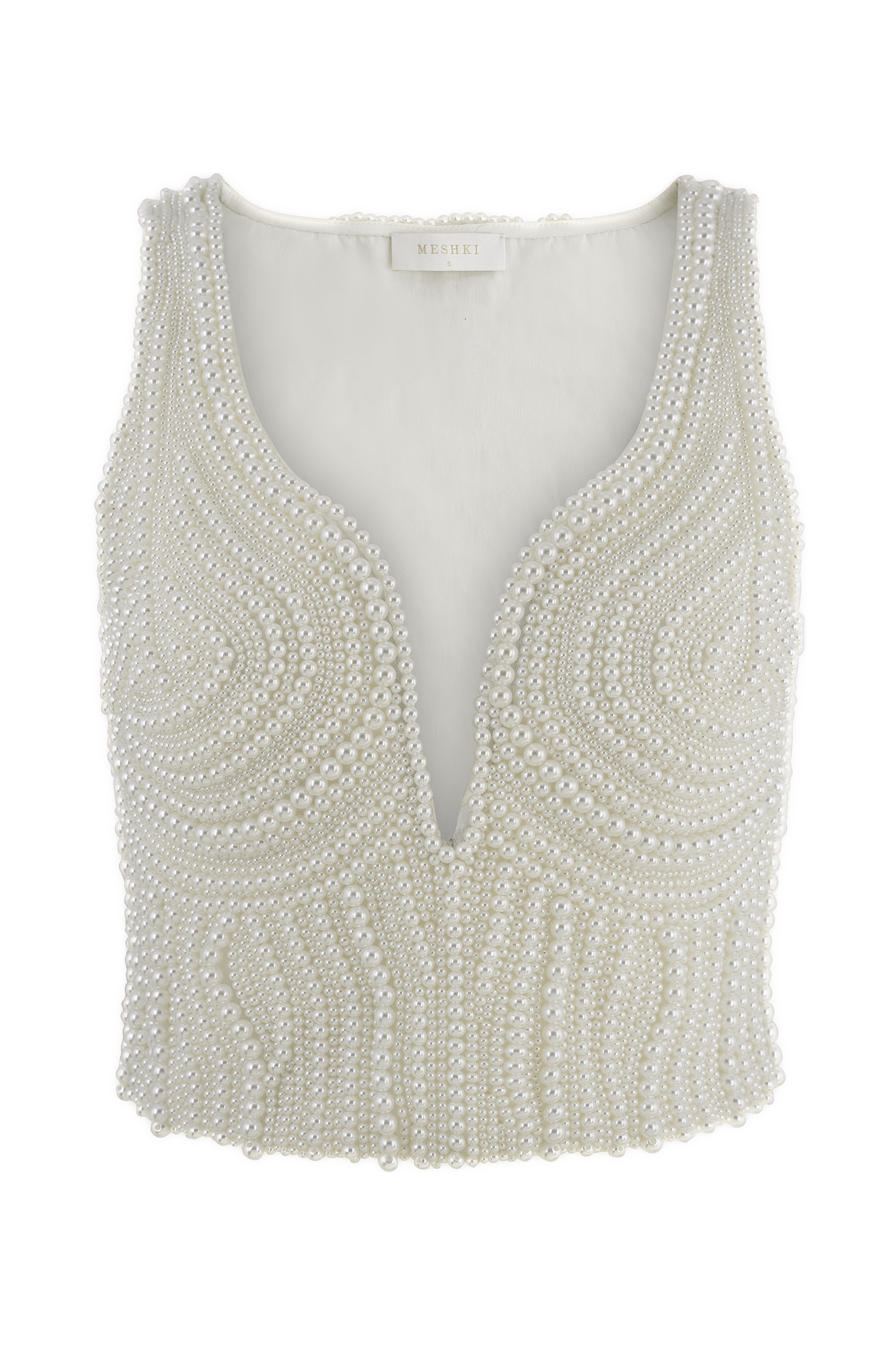 Kathia Pearl Hand Beaded Top - White