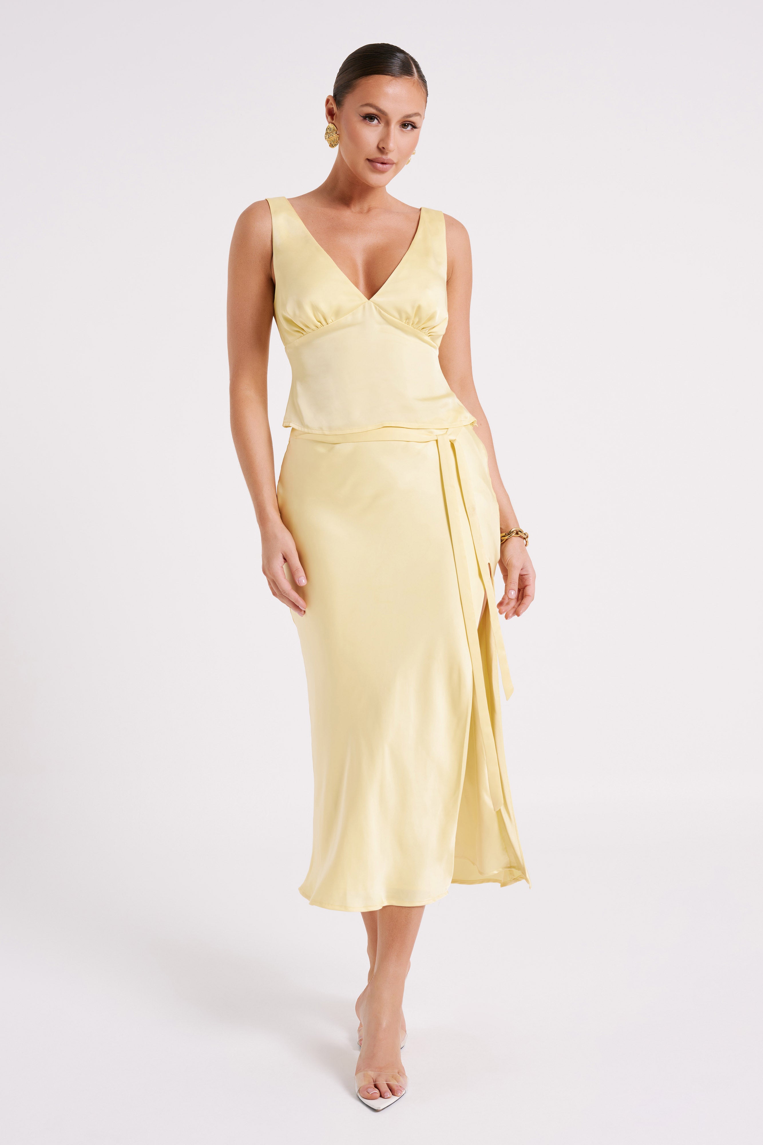 Edie Satin Top - Yellow