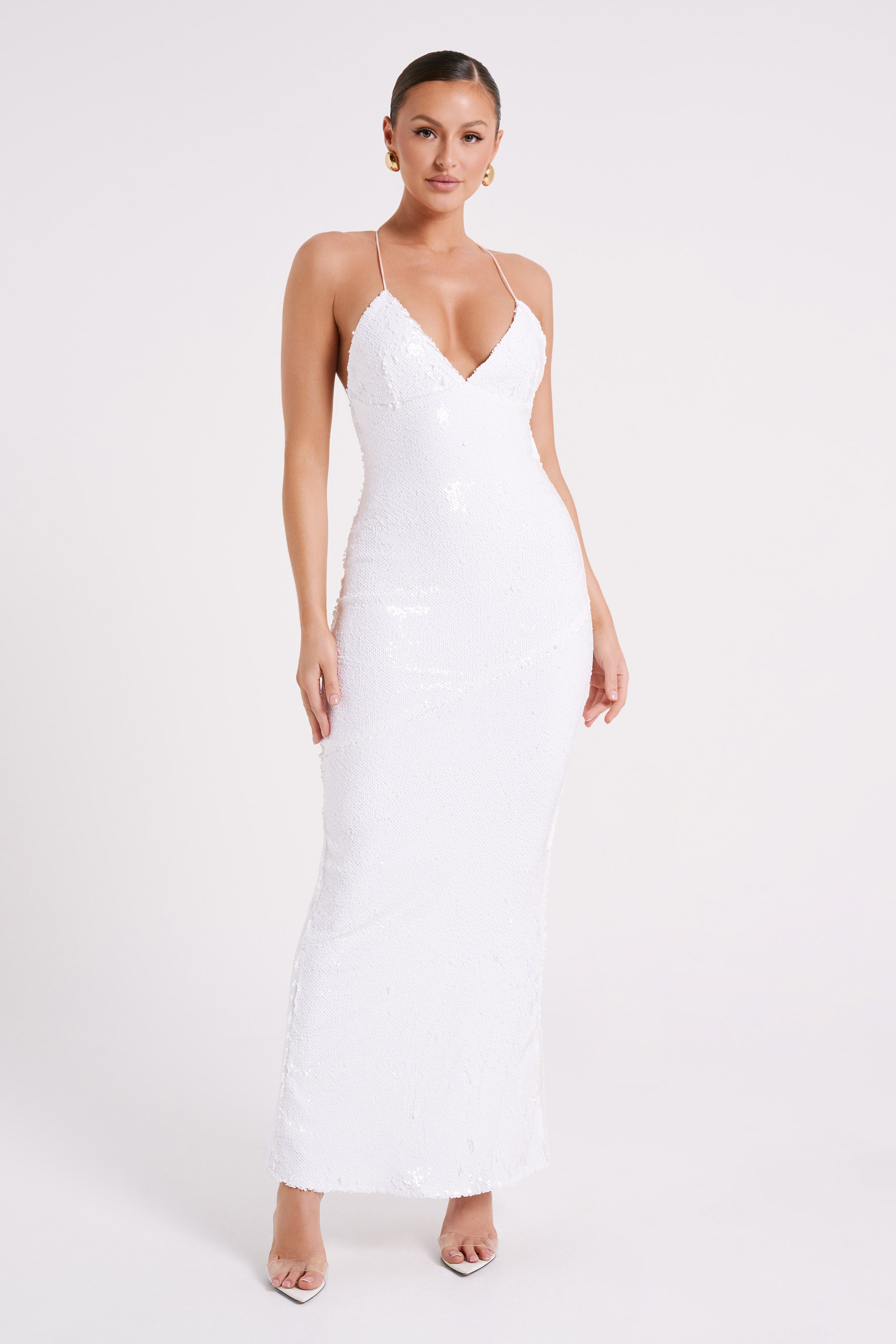 Gracie Sequin Maxi Dress - White