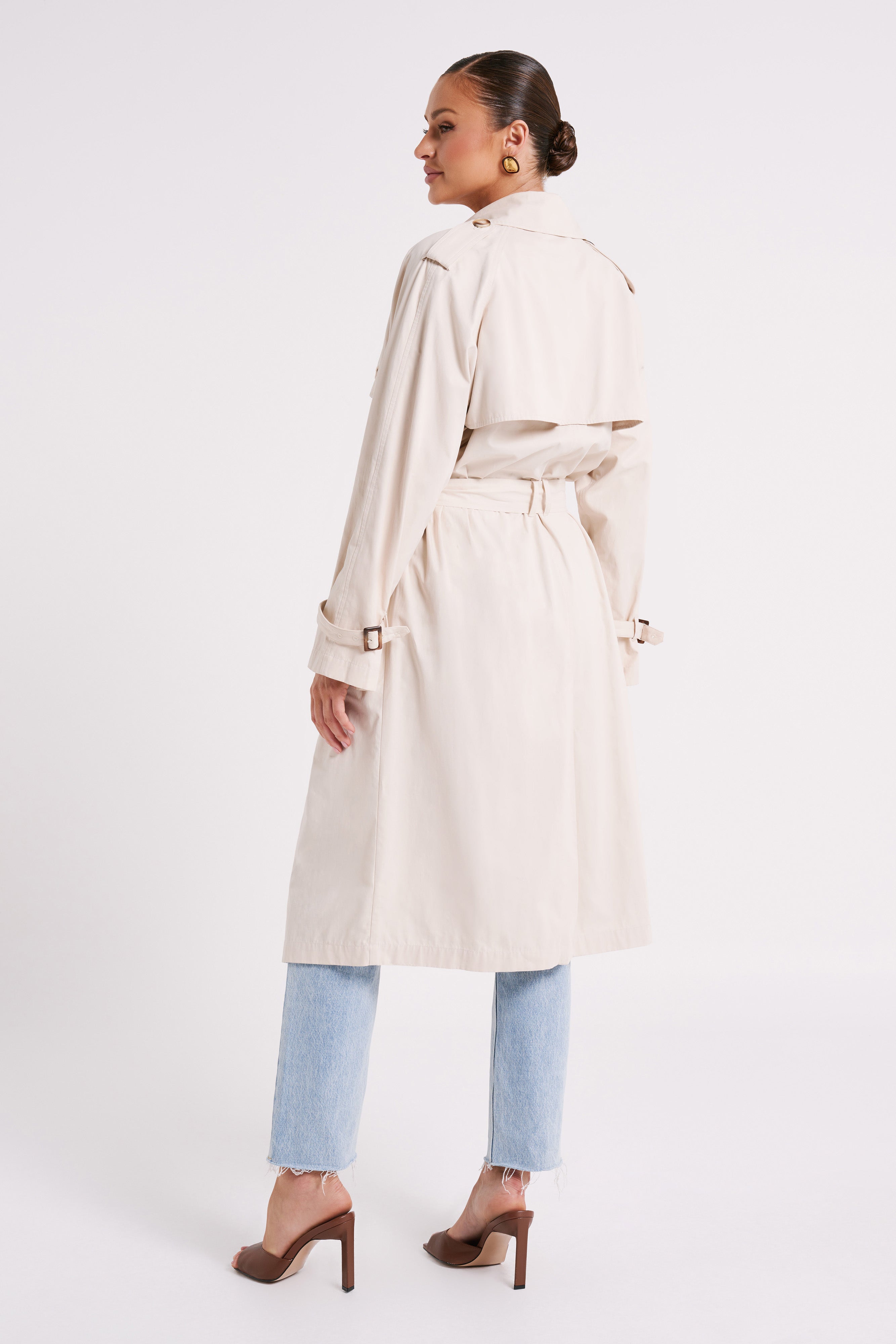 Channing Trench Coat With Belt - Cream