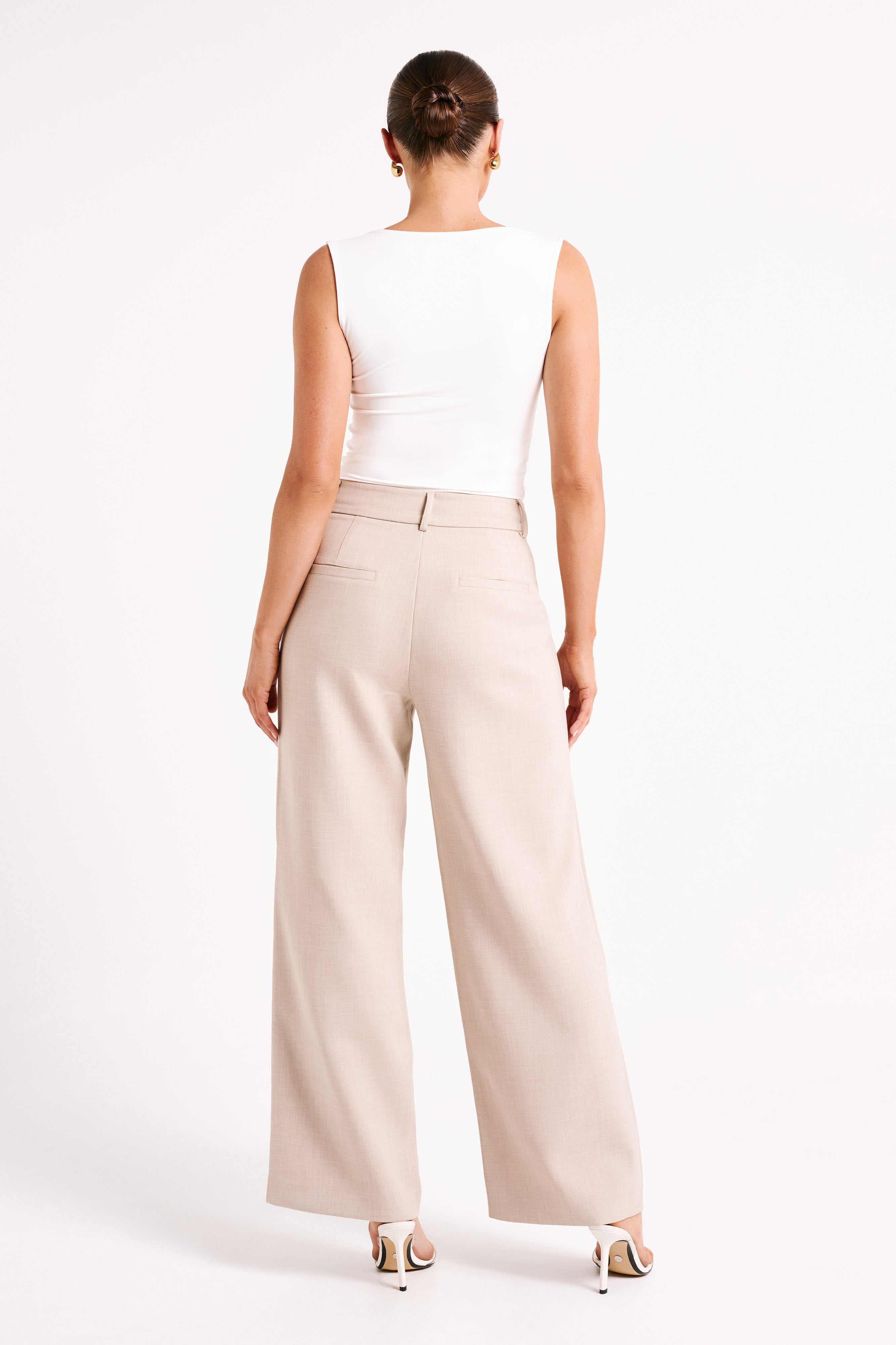 Natalie Textured Wide Leg Pant - Natural