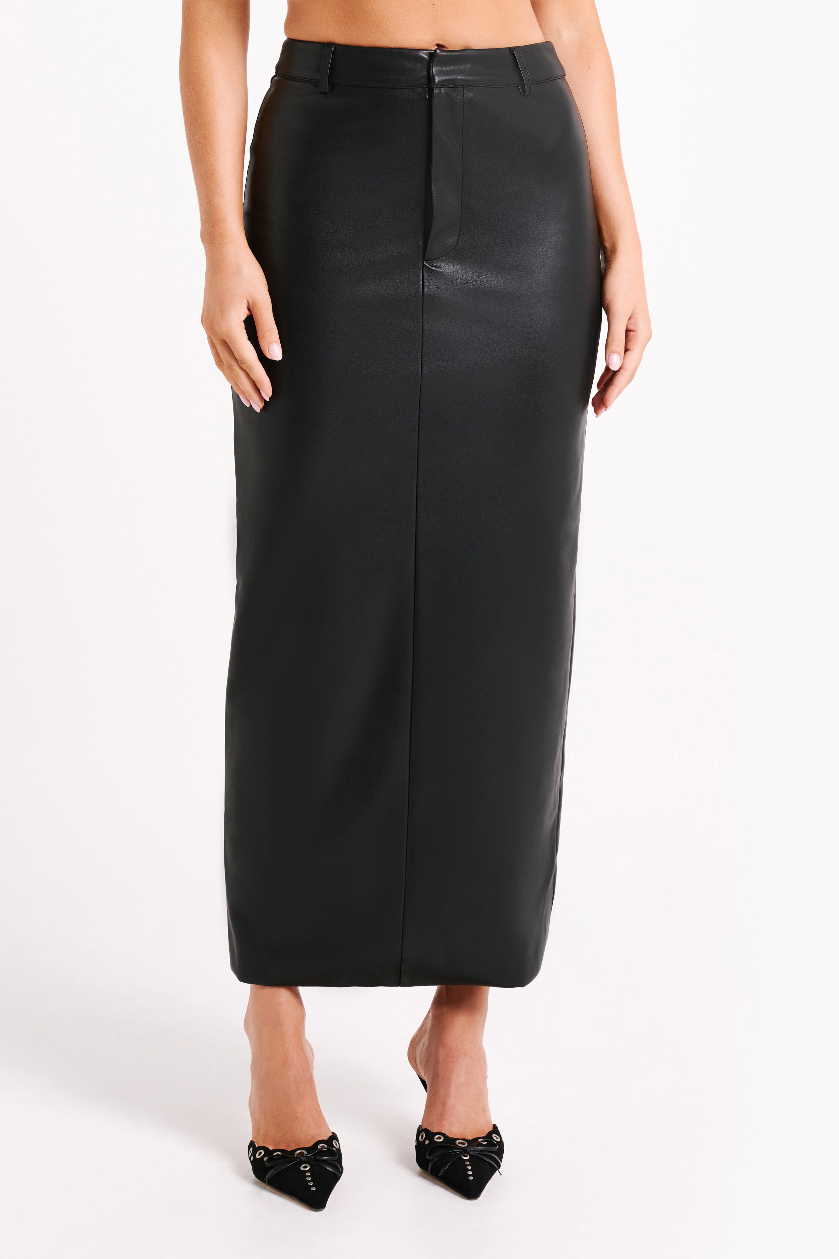 Lottie Faux Leather Maxi Skirt - Black