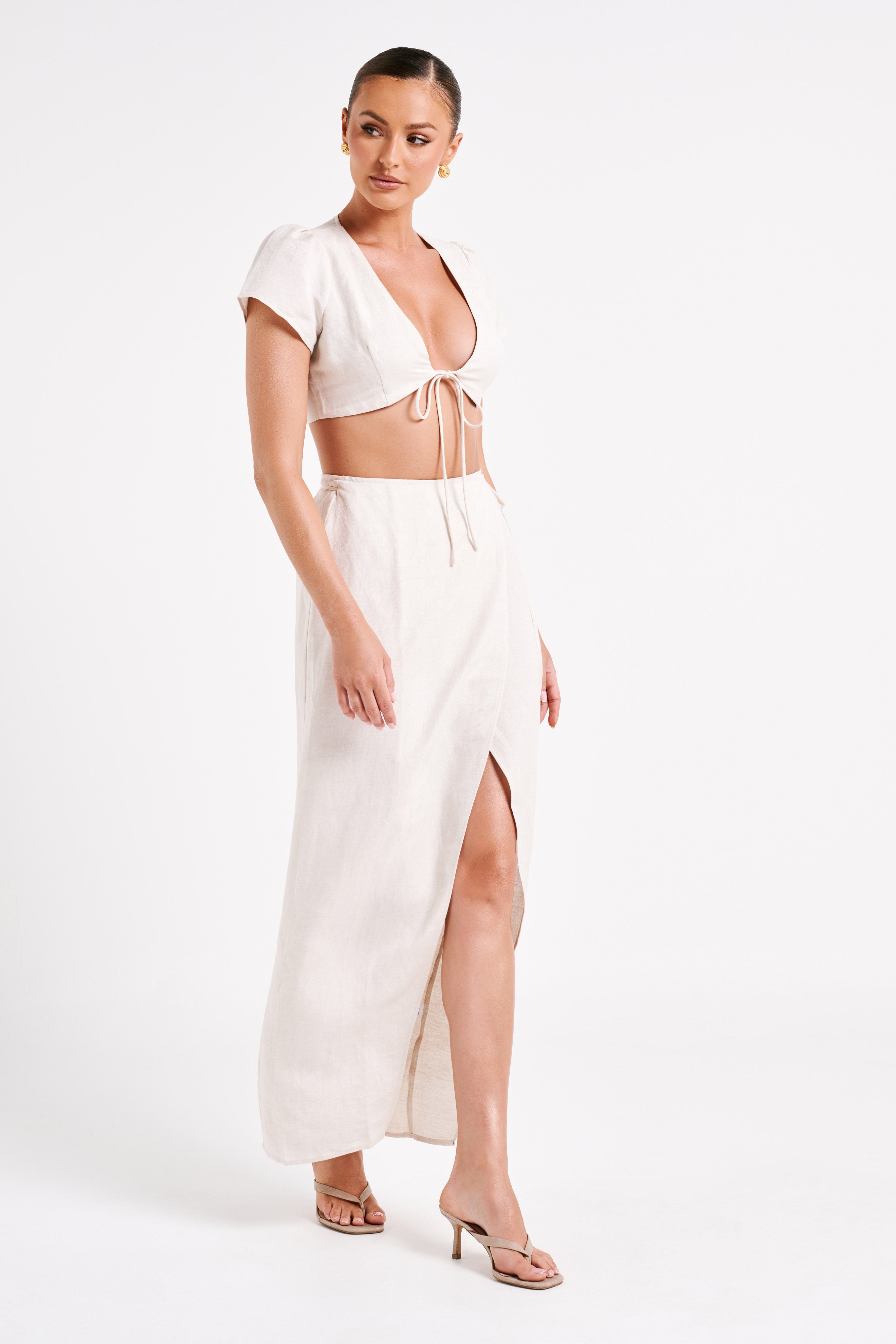 Fatima Linen Crop Top - Natural