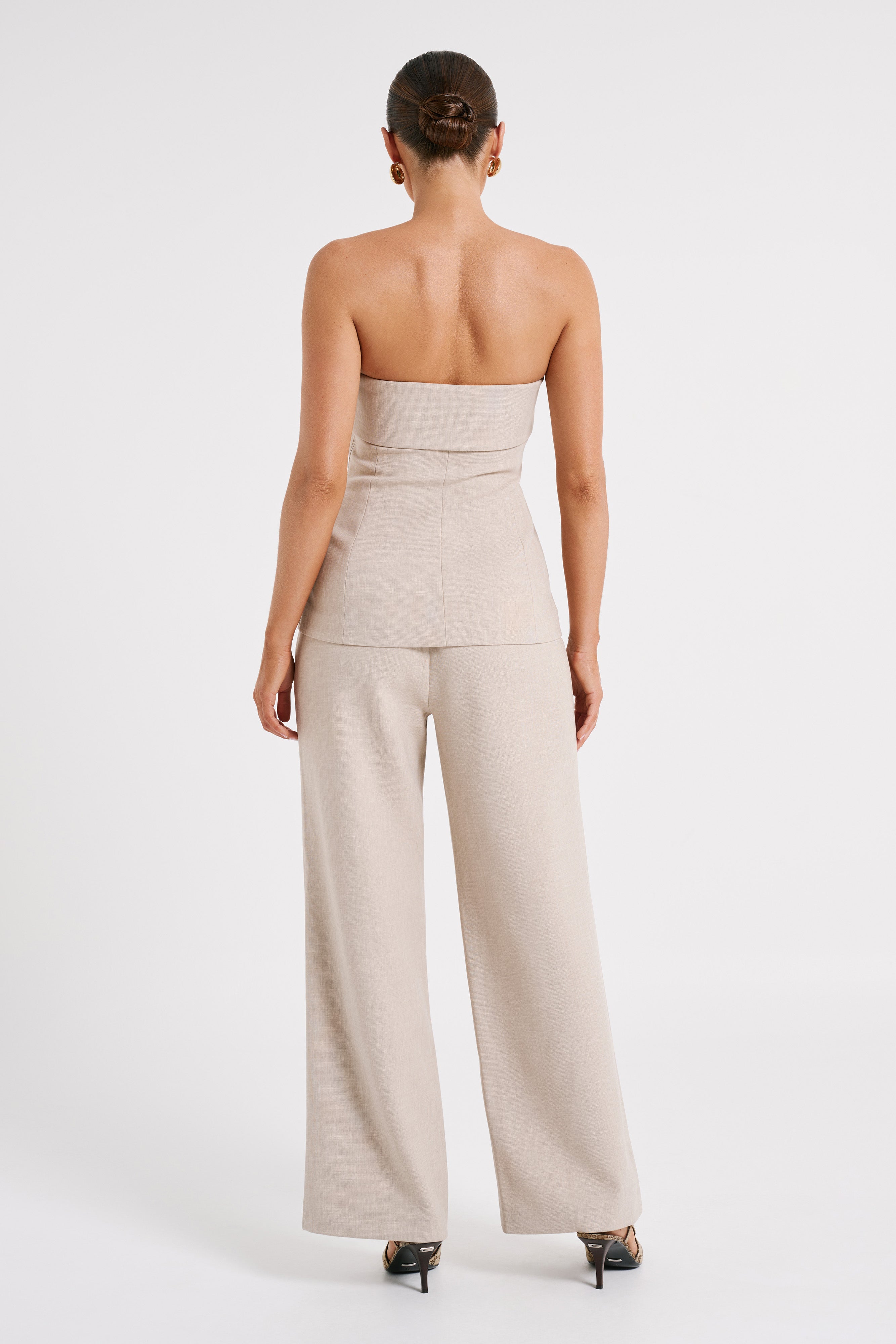 Natalie Textured Wide Leg Pant - Natural