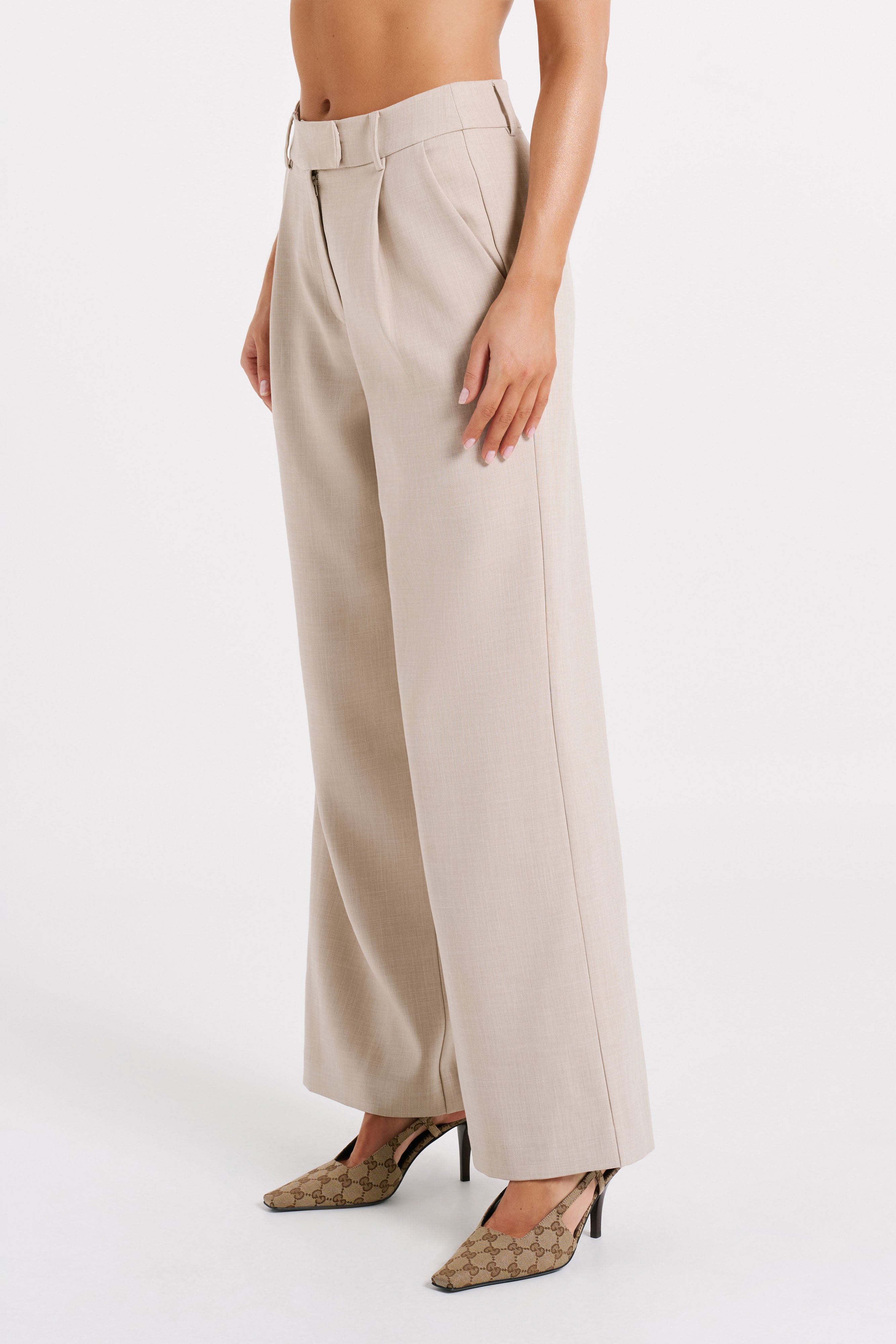 Natalie Textured Wide Leg Pant - Natural
