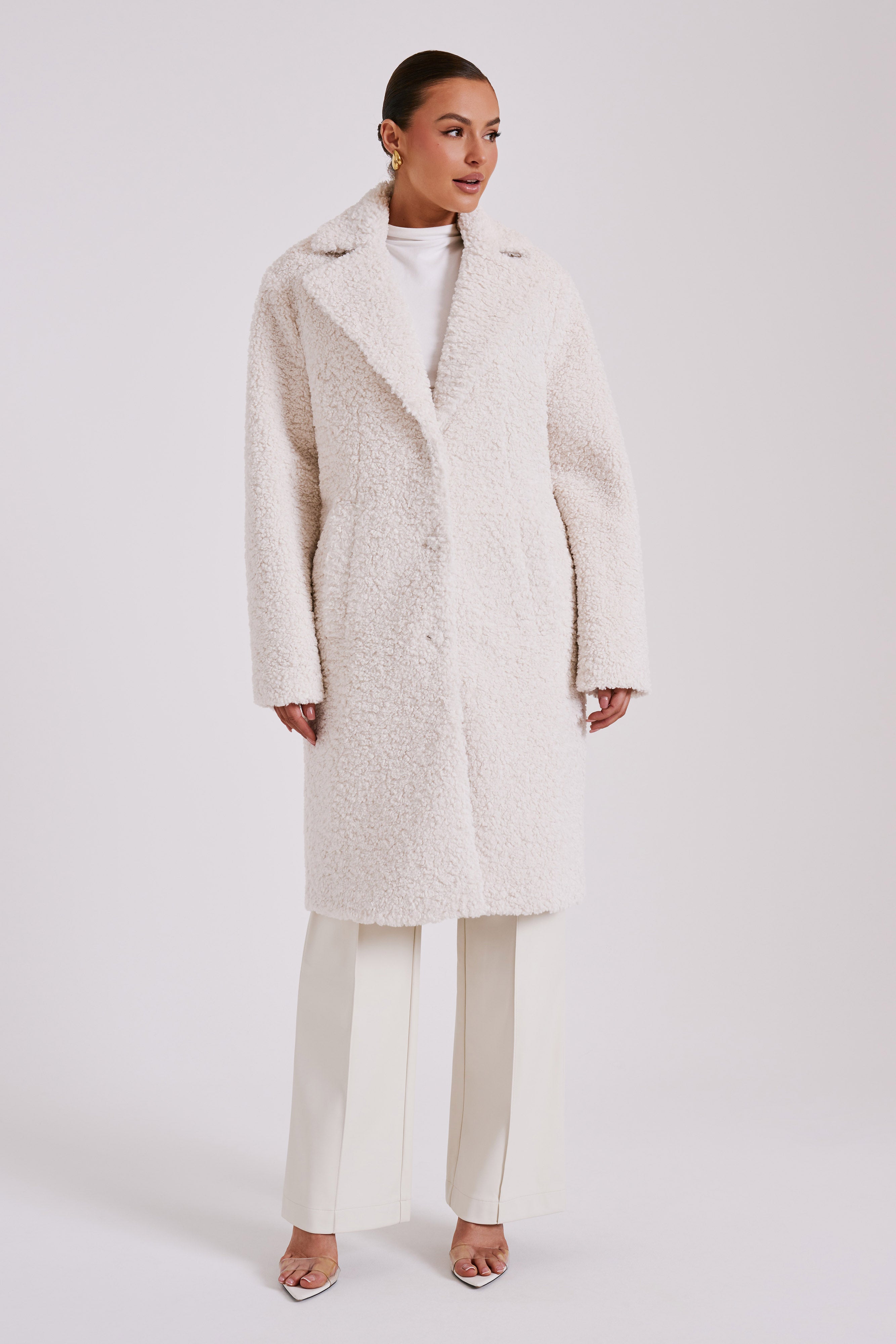 Izzy Boucle Coat - Cream