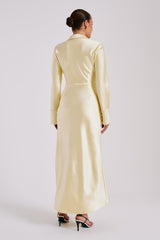 Whitley Satin Collared Maxi Dress - Butter