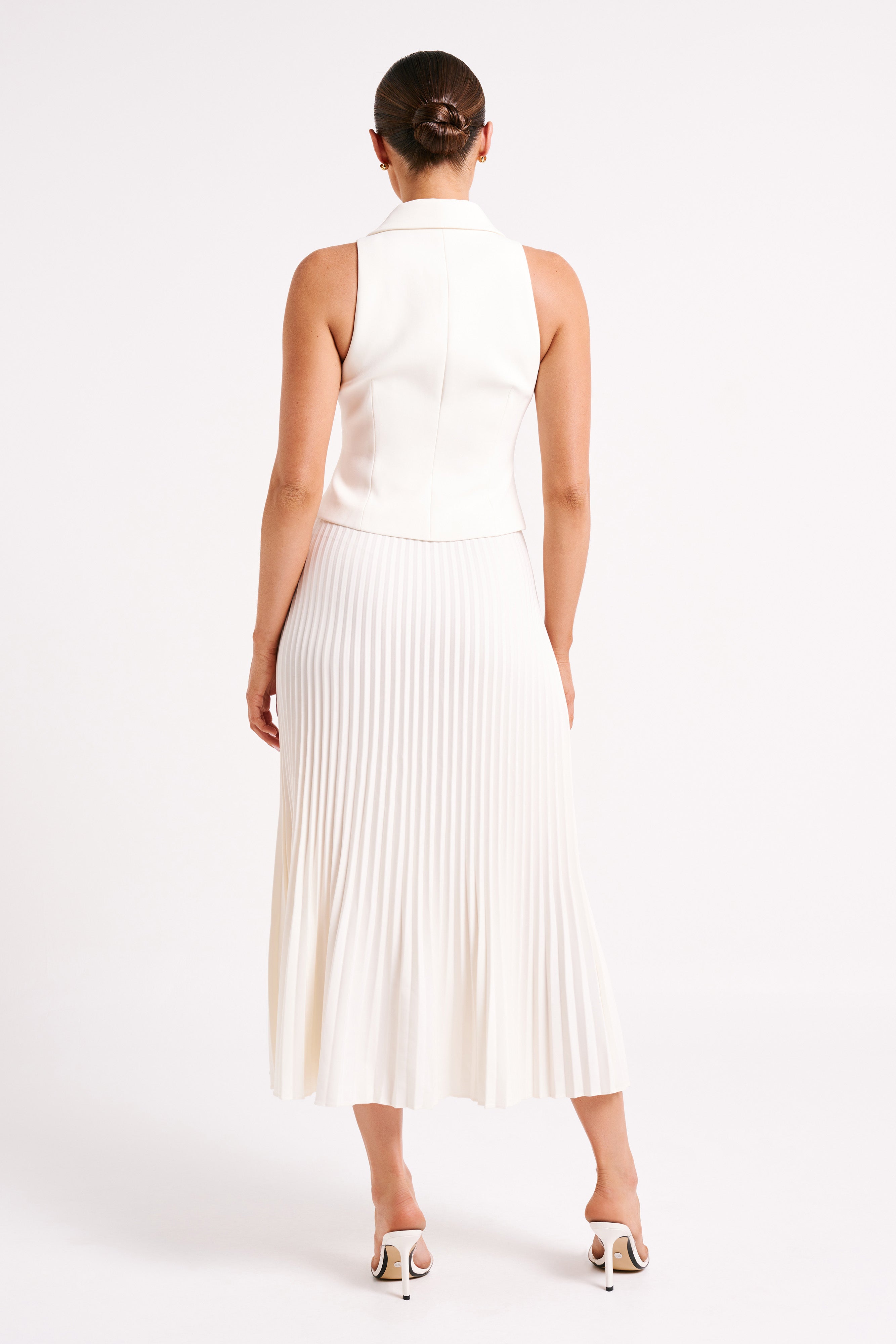 Twyla Pleated Suiting Maxi Skirt - Ivory