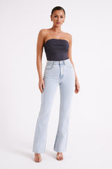 Romina Recycled Nylon Ruched Bodysuit - Charcoal