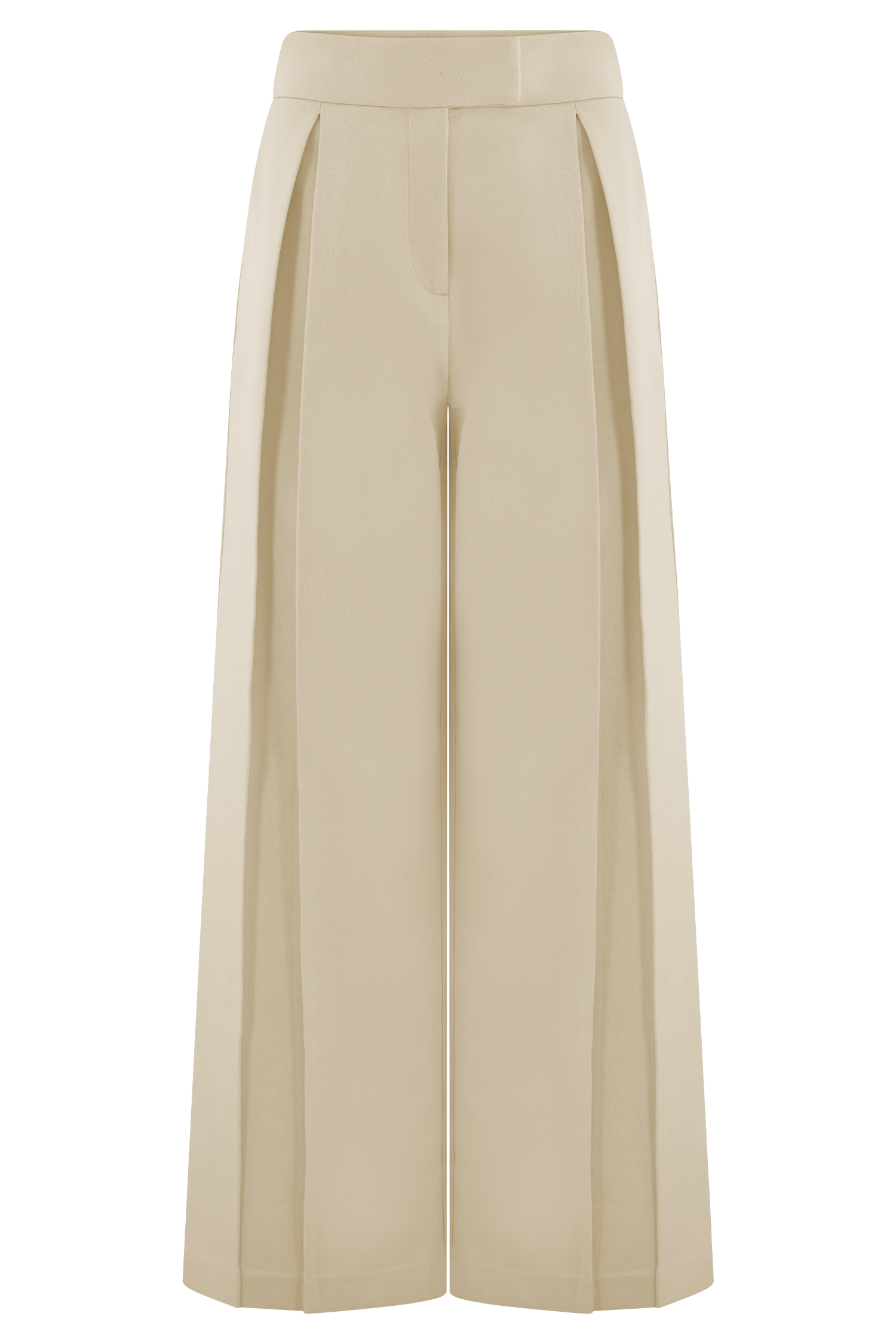 Raya Mid Rise Wide Leg Linen Pant - Natural Beige
